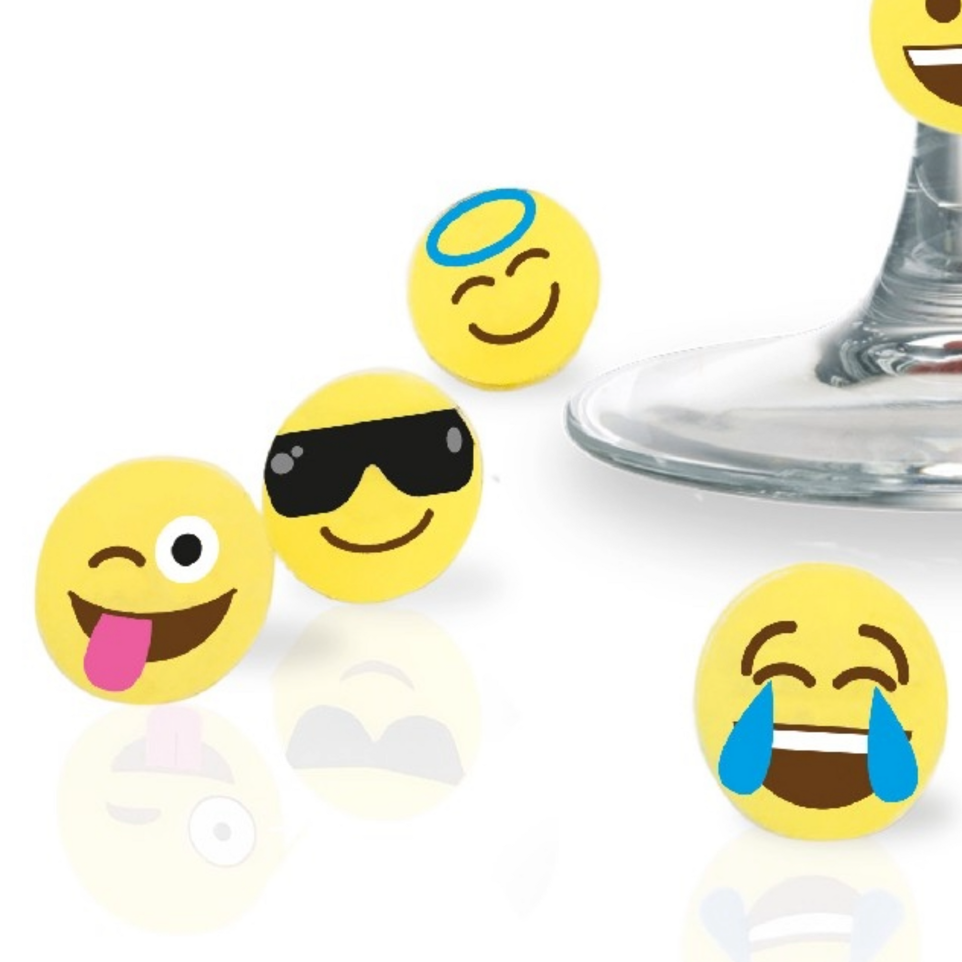 Set de 8 marcacopas de silicona surtidos Emojis