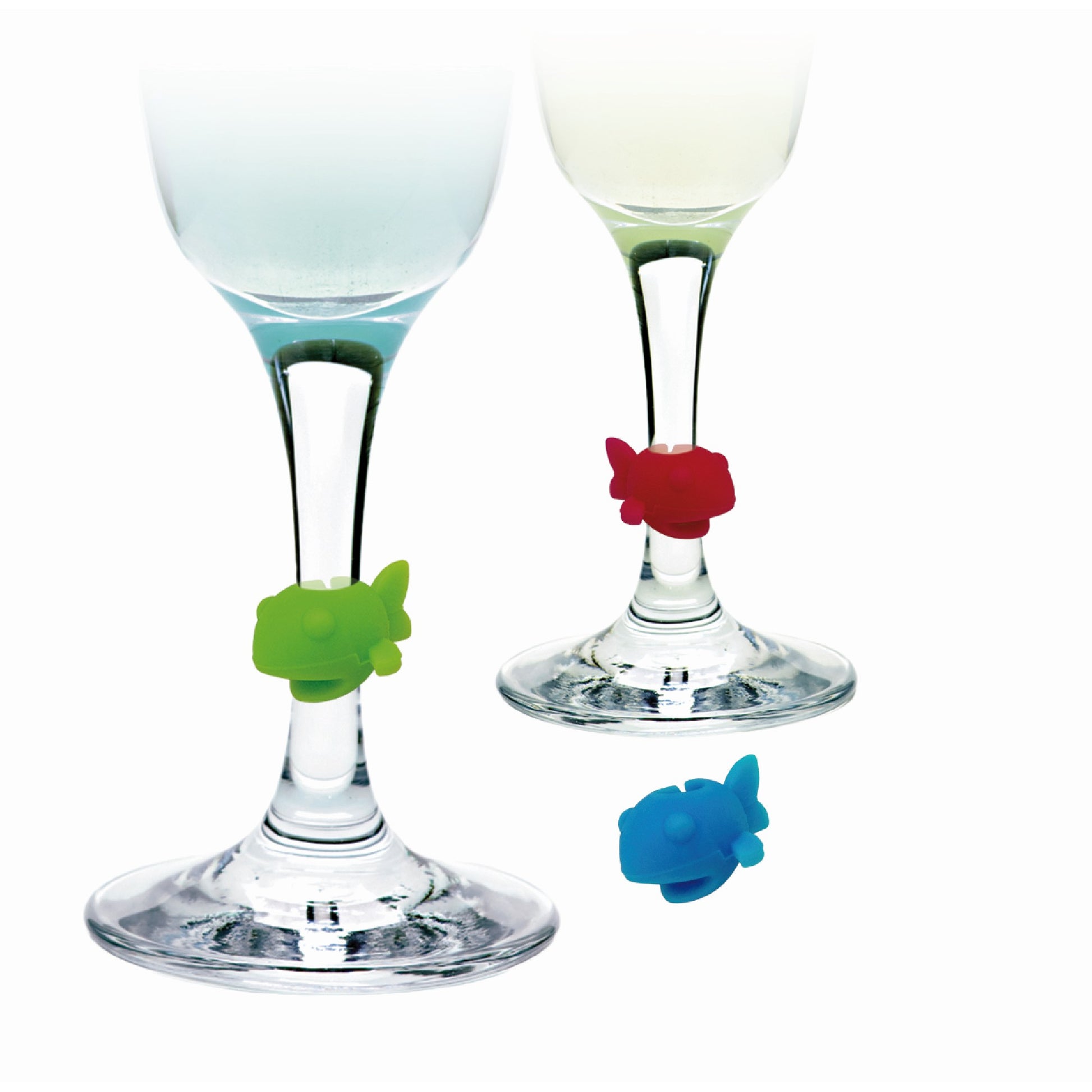 Set de 8 marcacopas de silicona surtidos Flamencos,Peces,Copas,Coralino,Emojis