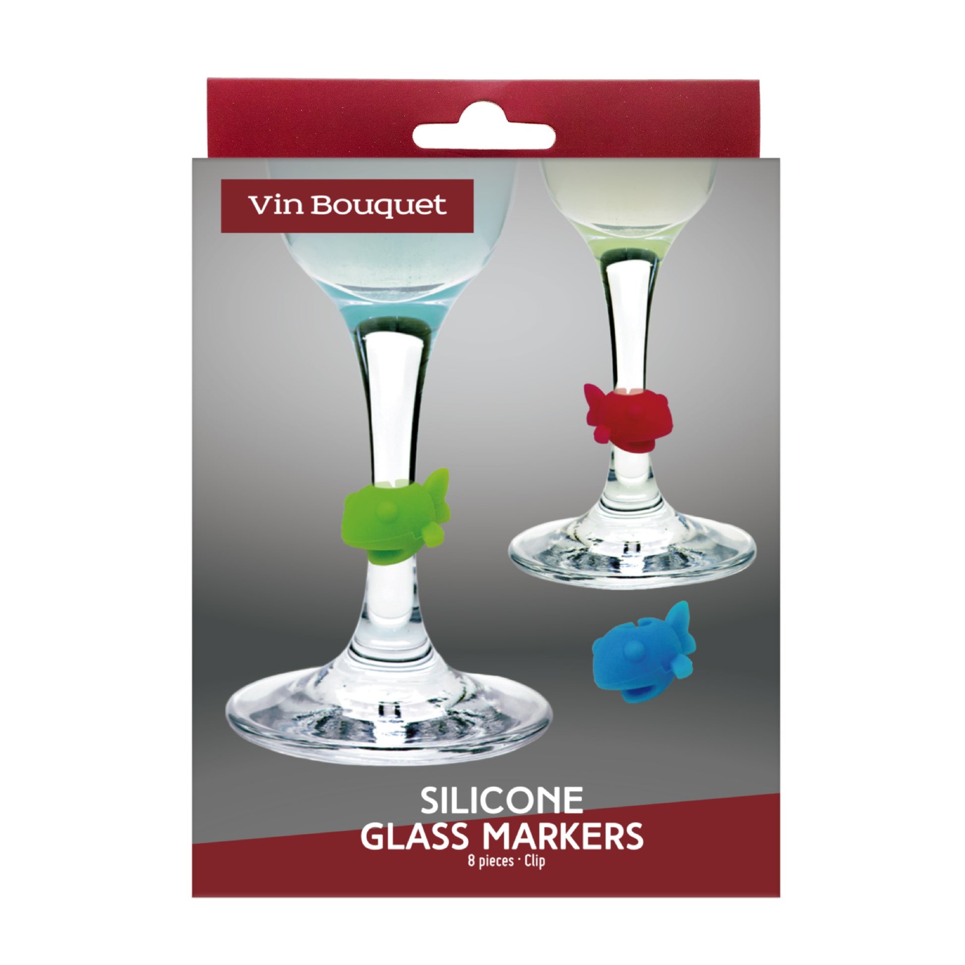 Set de 8 marcacopas de silicona surtidos Flamencos,Peces,Copas,Coralino,Emojis