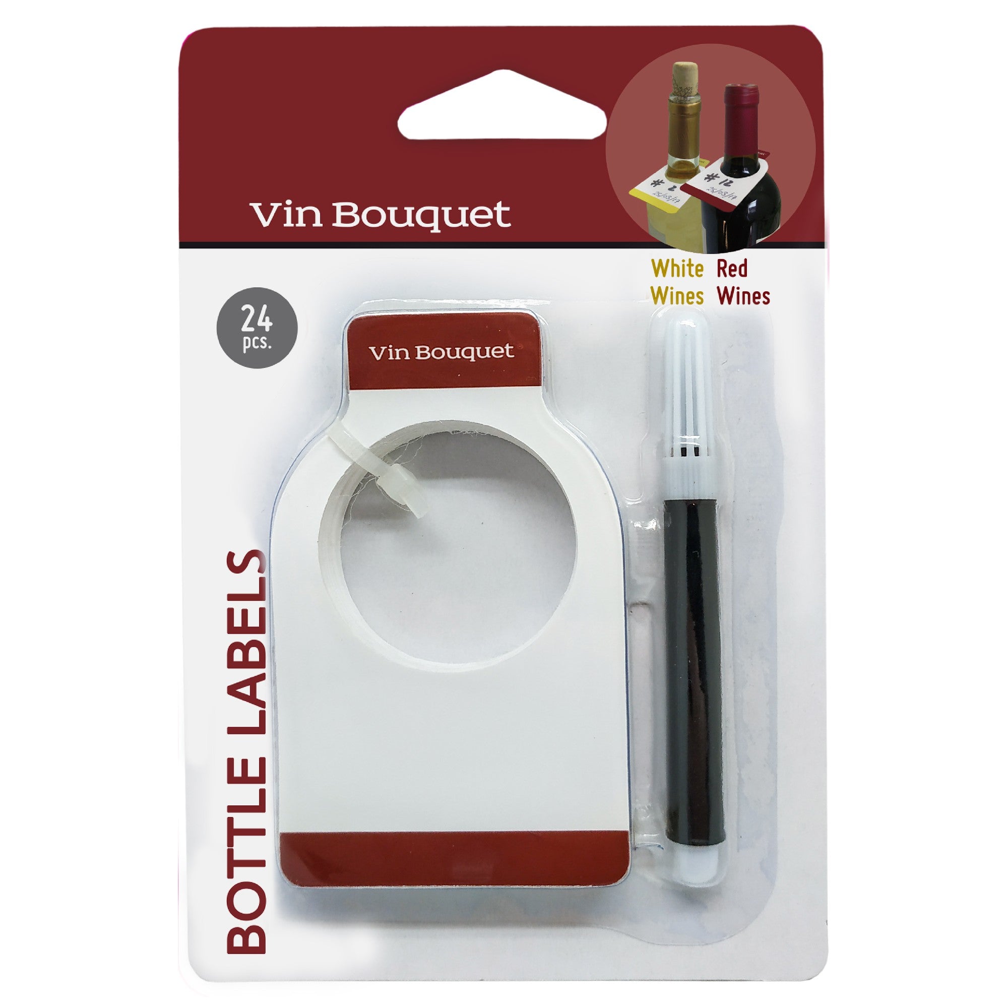 Set de 24 Etiquetas para Botellas con Rotulador