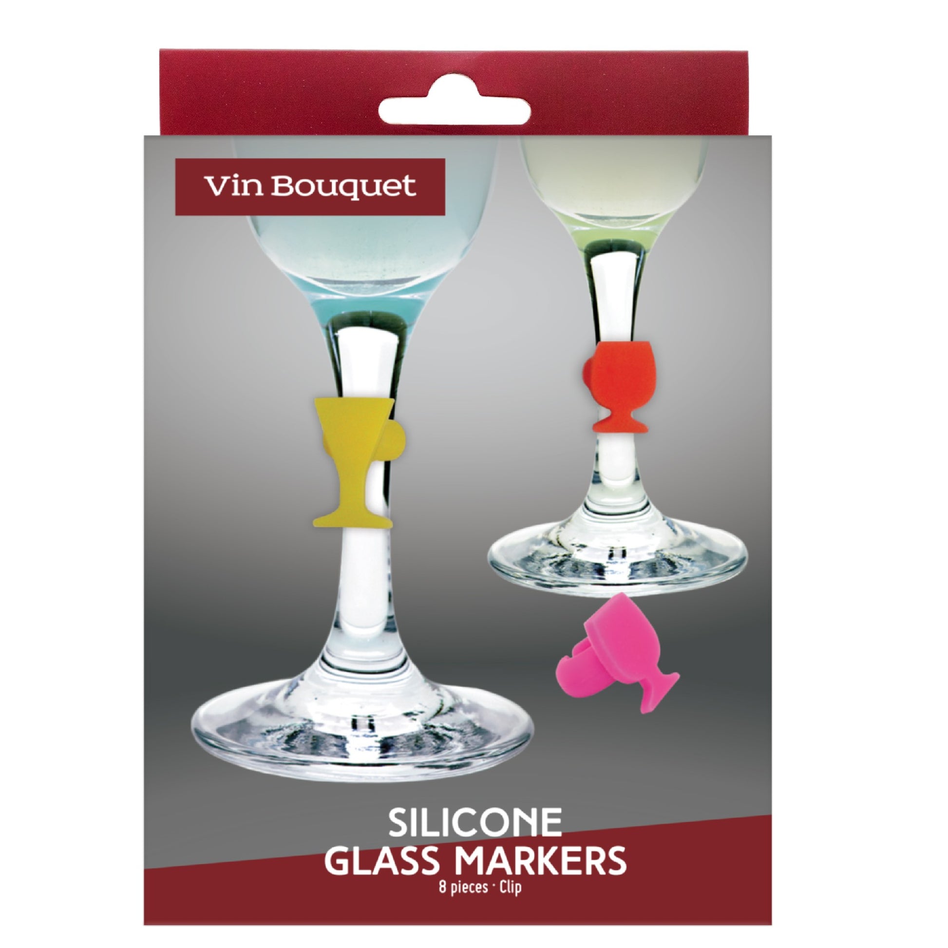 Set de 8 marcacopas de silicona surtidos Flamencos,Peces,Copas,Coralino,Emojis