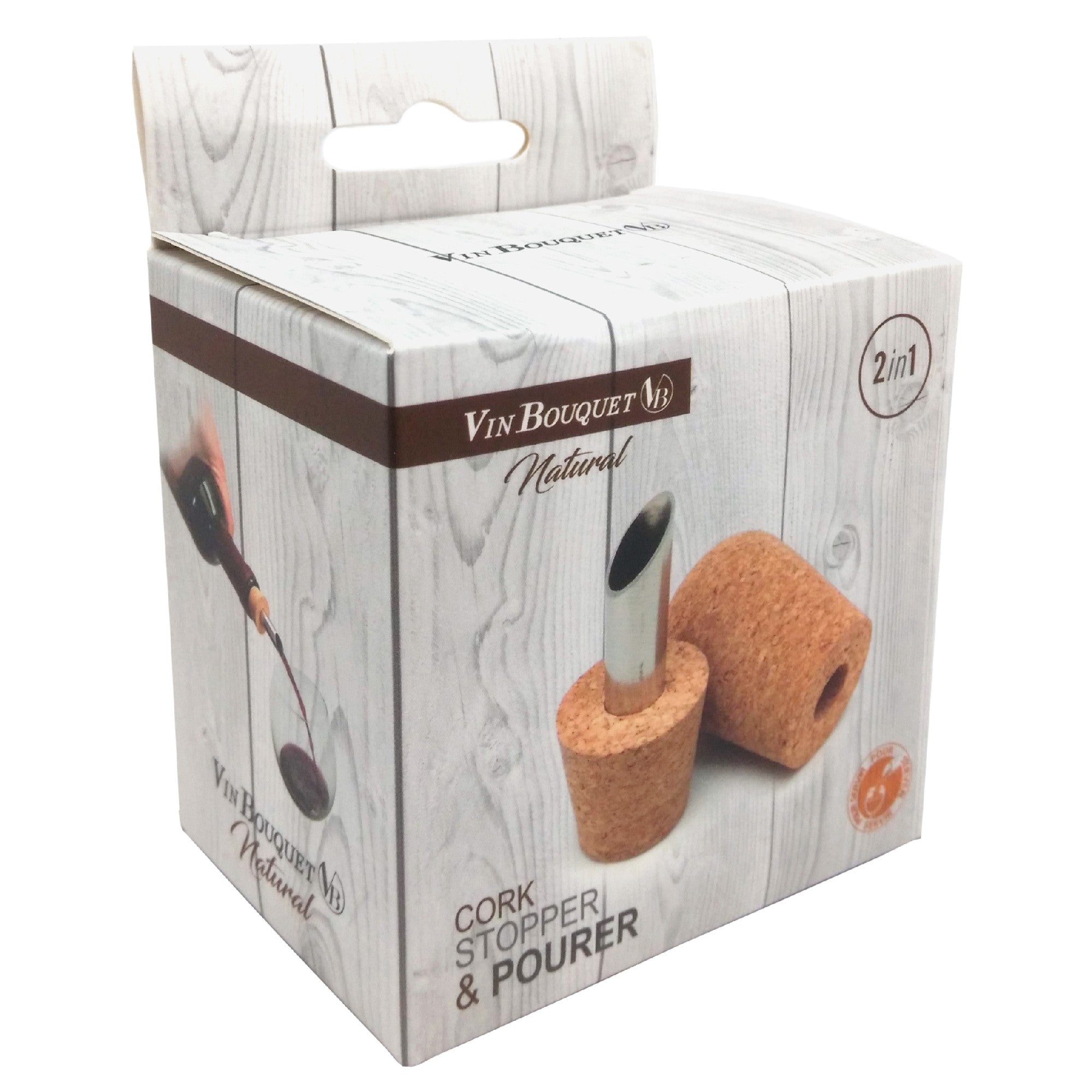 Tapón vertedor de vino en corcho natural 2 en 1