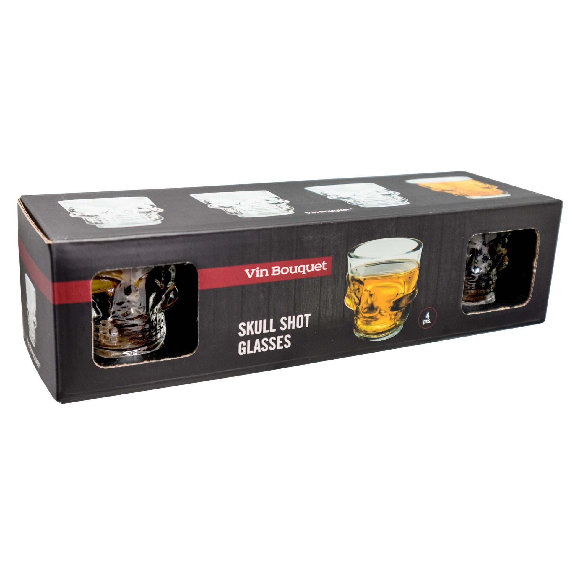 Vasos de Chupito Calavera Set 4 Vidrio