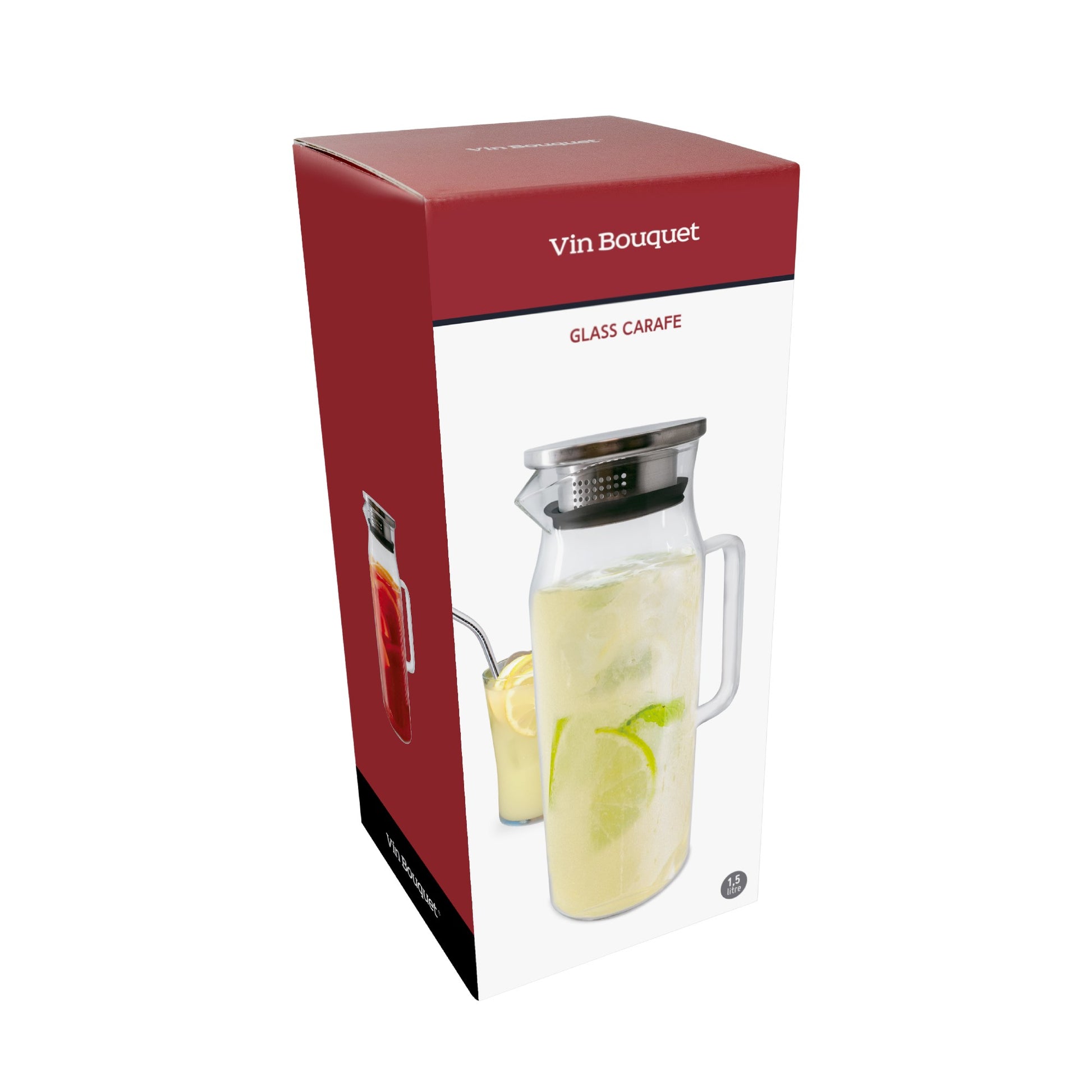 Jarra Cristal 1,5L con Asa y Filtro Inox