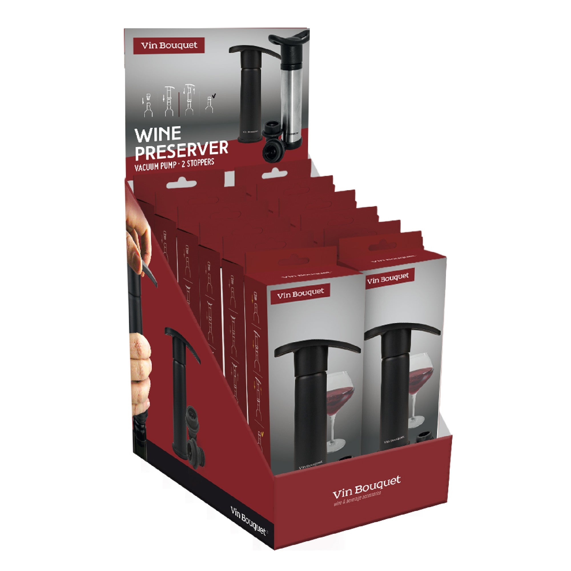 Bomba de Vacío Manual Negra con 2 Tapones