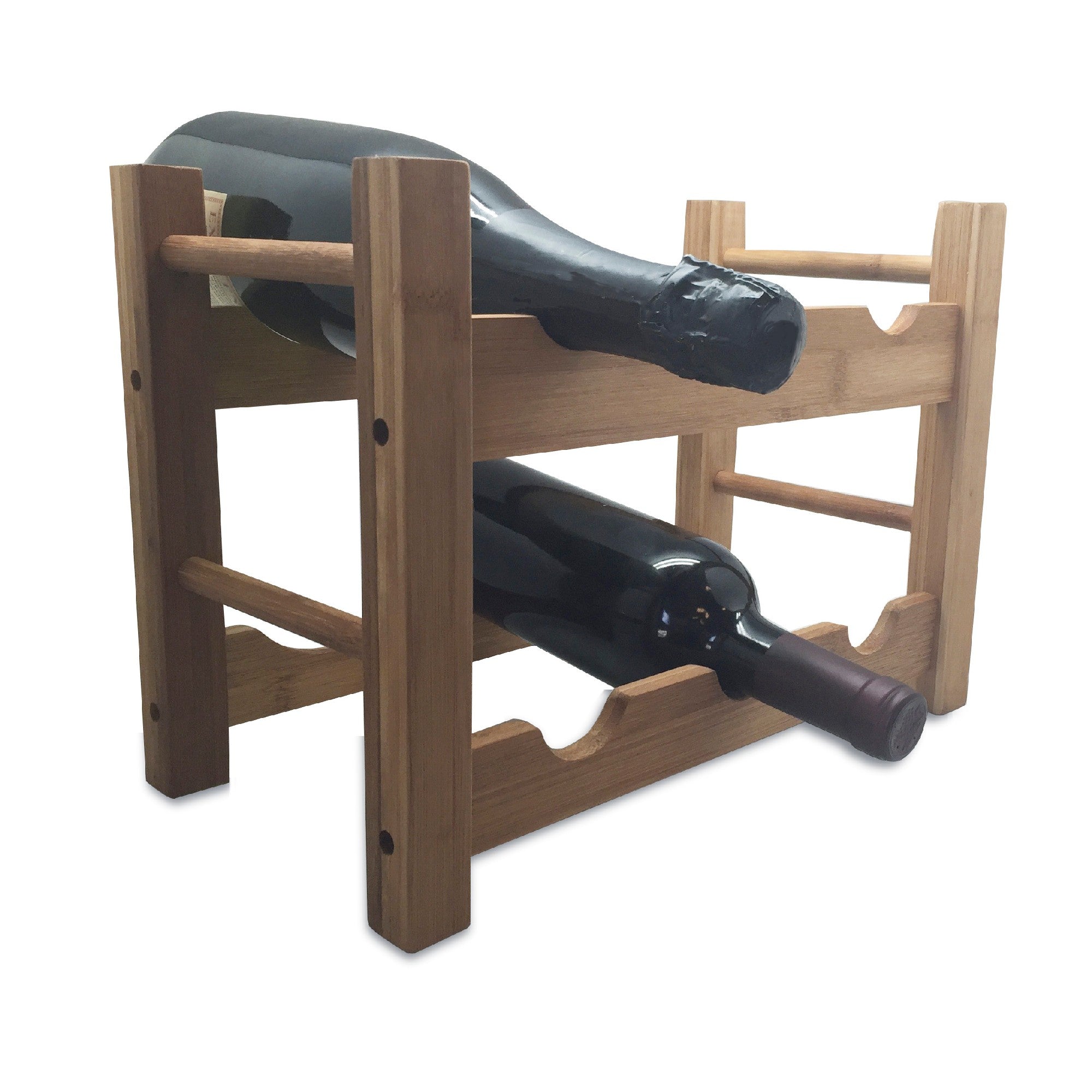 Botellero de bambú para 6 botellas, modular y apilable