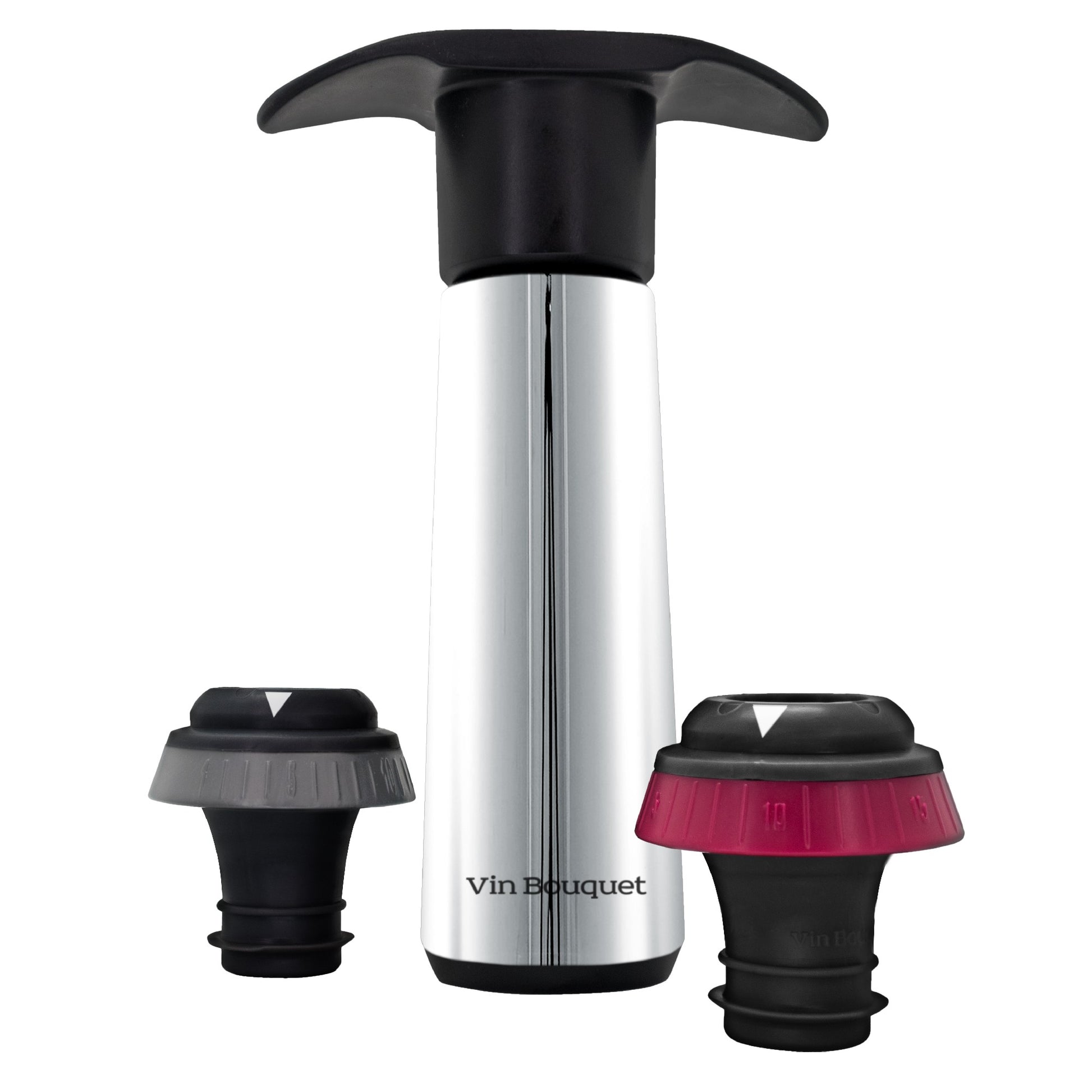 Bomba de Vacío Manual con Indicador de Sonido "Click" Plateado / 2 Tapones