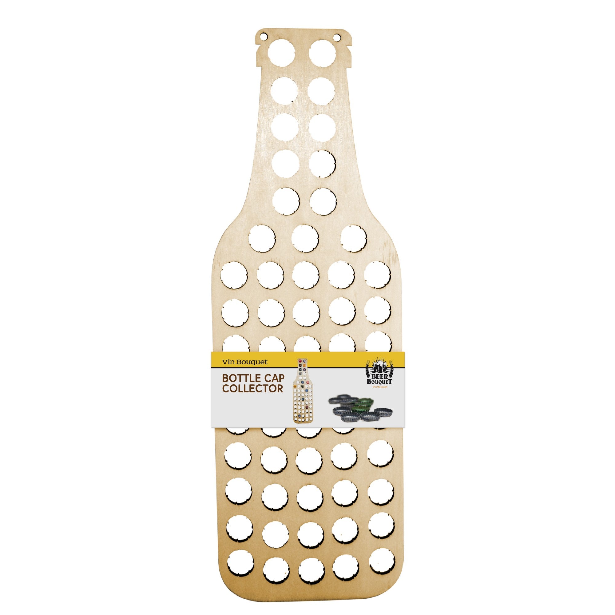 Botella Colector de Chapas en Madera