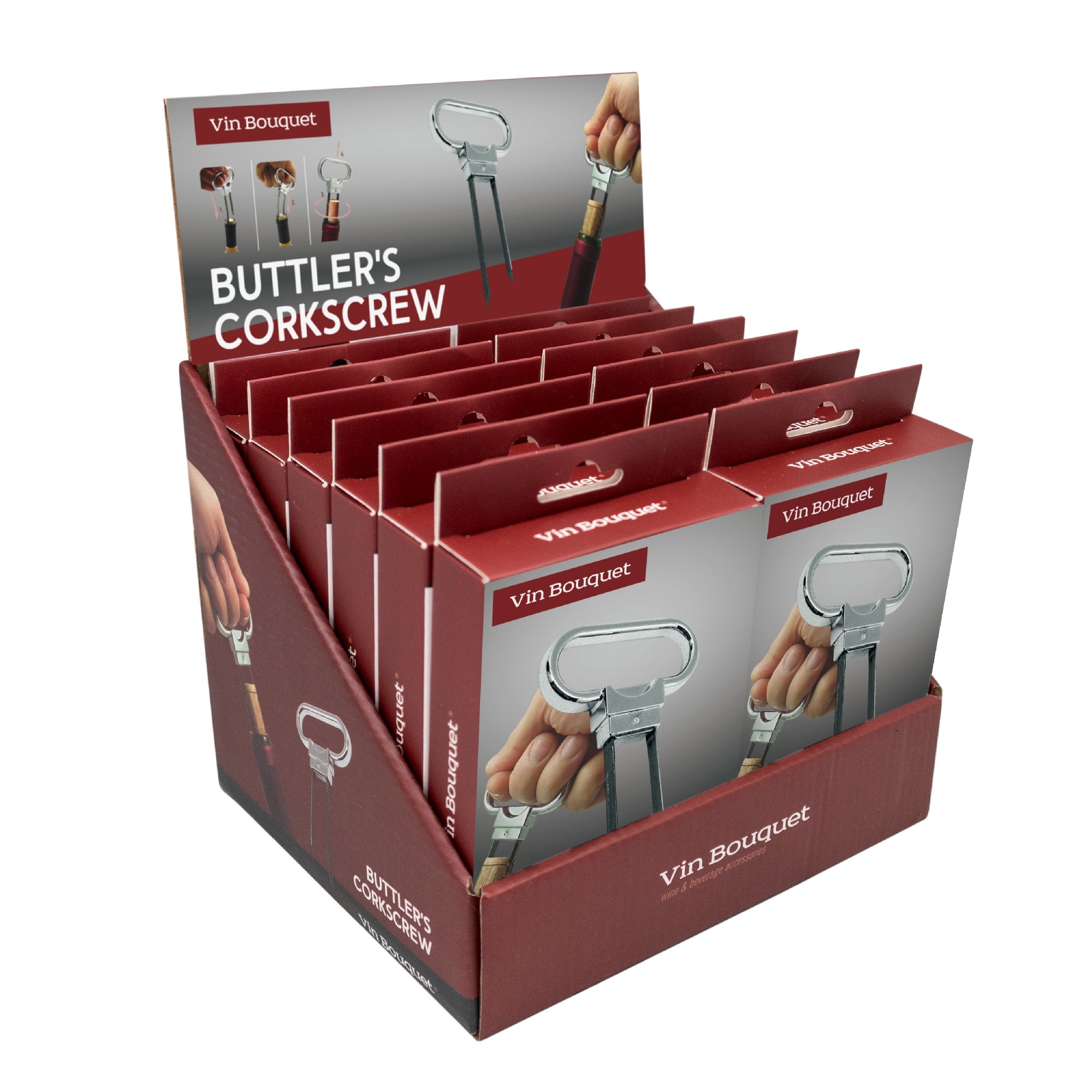 Sacacorchos mayordomo de láminas Madera-Negro,Plateado