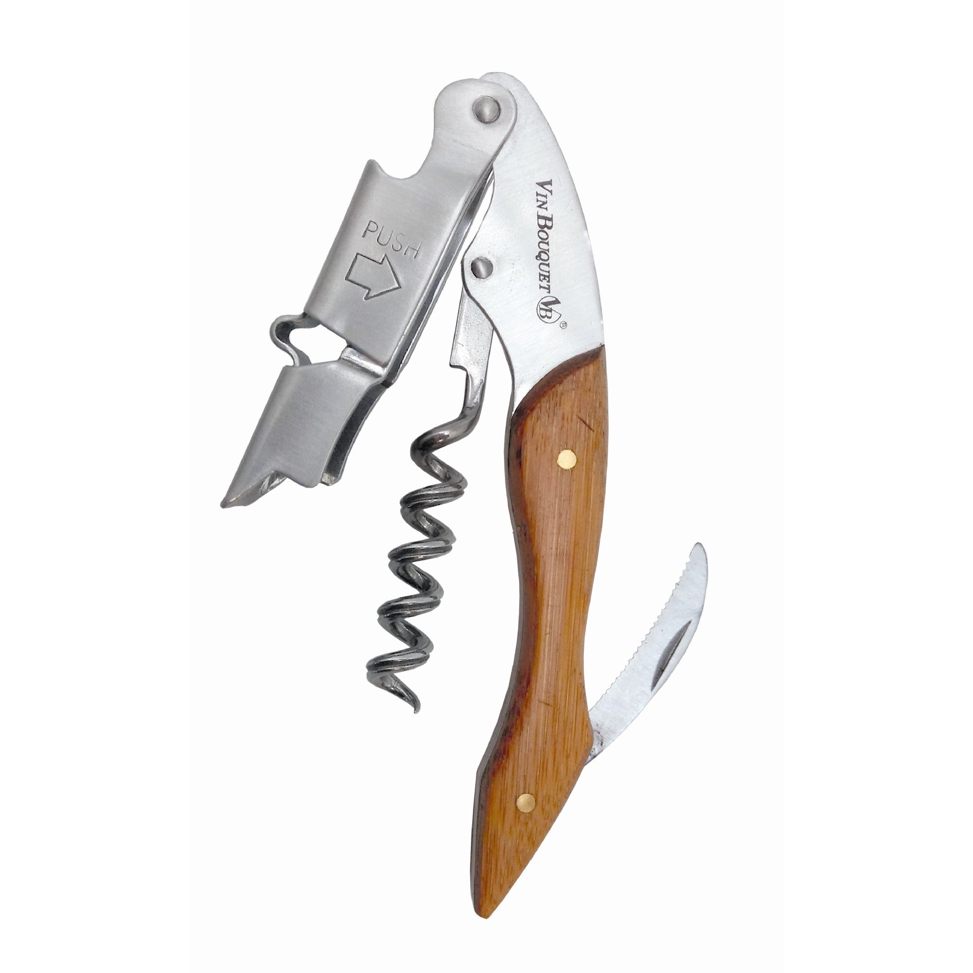 sacacorchos 2 tiempos mango de madera