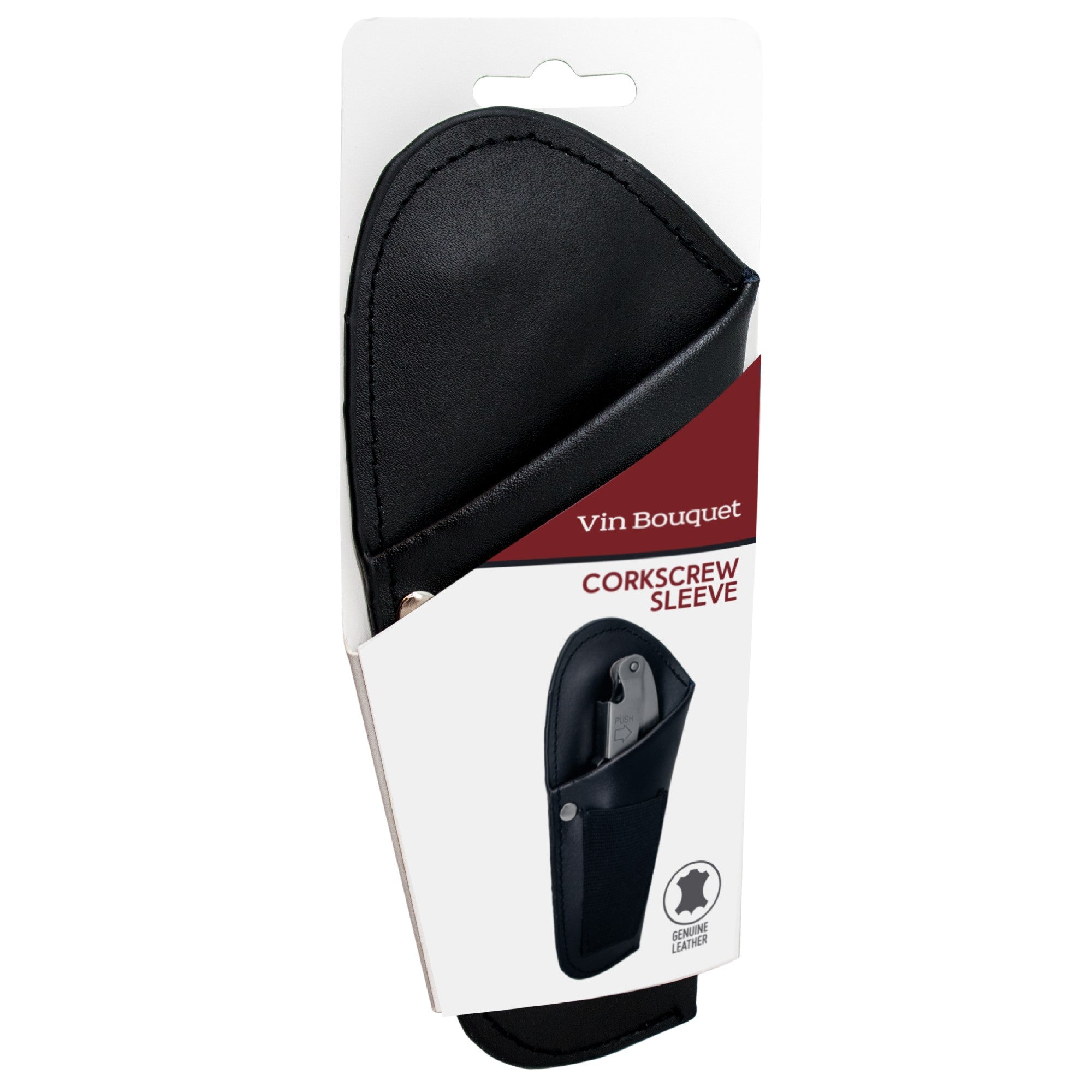 Funda de piel para sacacorchos con clip metálico
