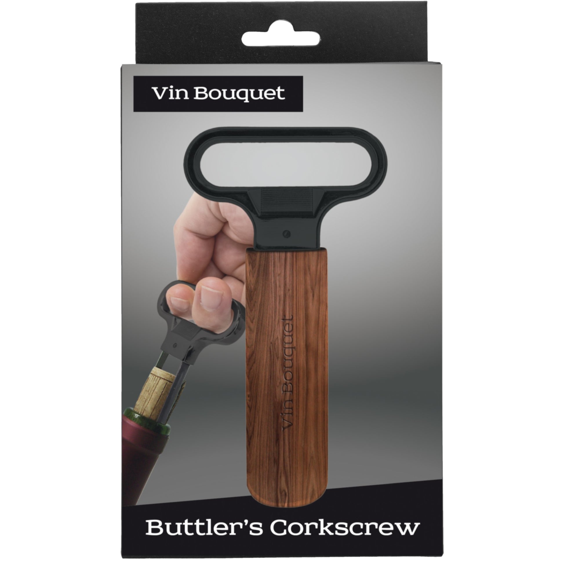 Sacacorchos mayordomo de láminas Madera-Negro,Plateado