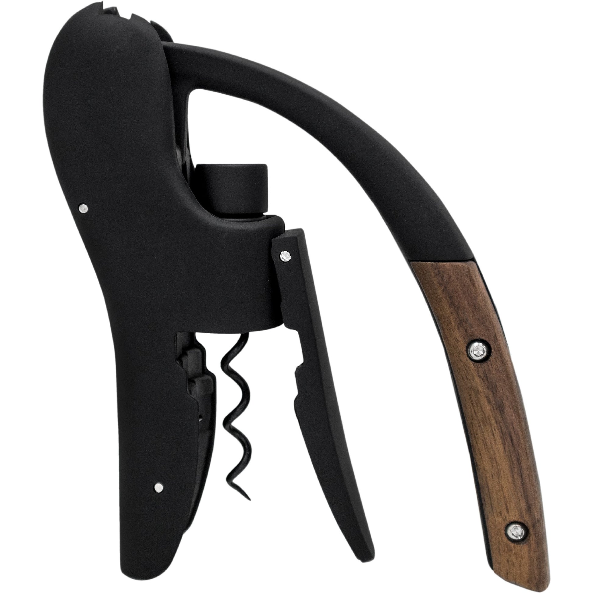 Sacacorchos de palanca con asas ergonómicas Madera-Negro