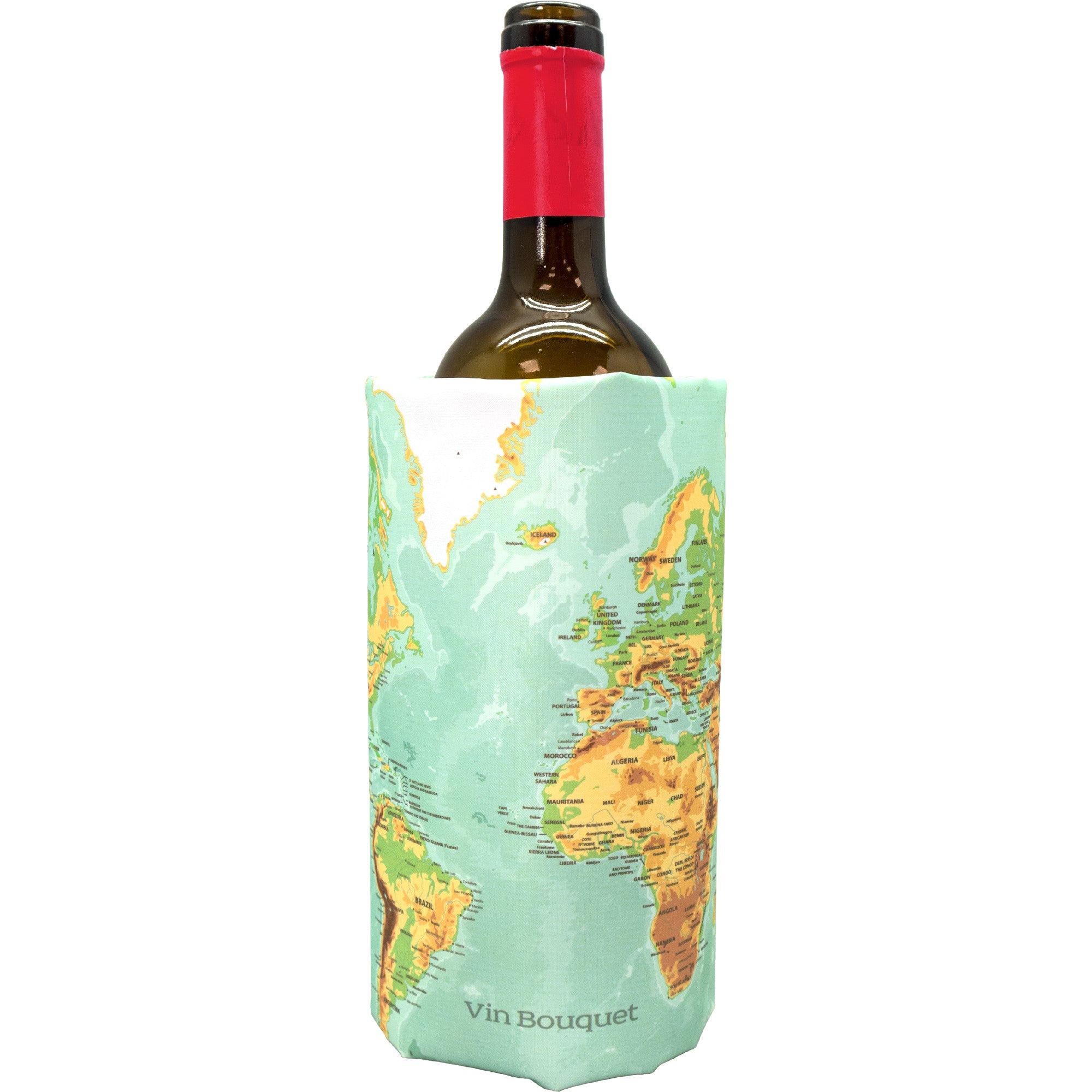 Funda Enfriadora Estampada para Botellas Mapa Mundi