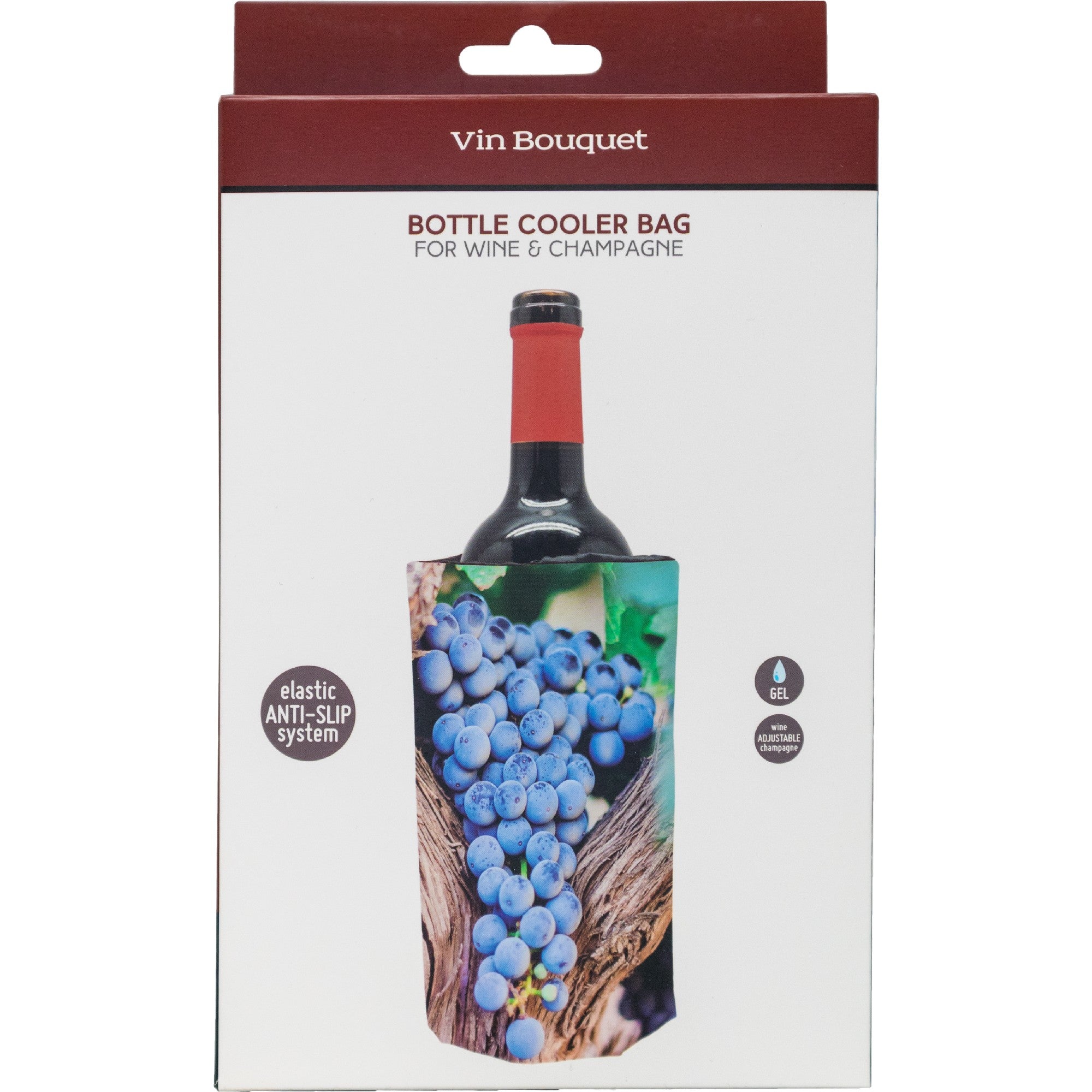 Funda Enfriadora Estampada para Botellas Mapa Mundi,Uvas Negras,Uvas Verdes,Negro