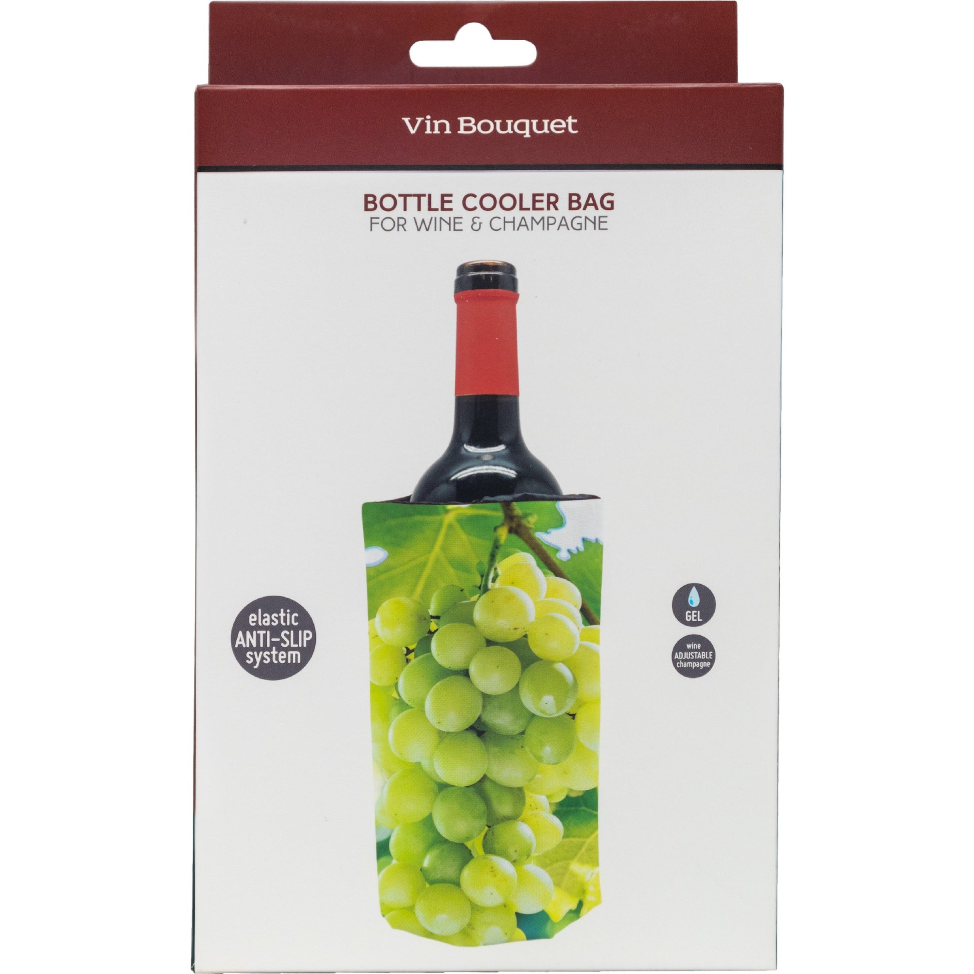 Funda Enfriadora Estampada para Botellas Mapa Mundi,Uvas Negras,Uvas Verdes,Negro
