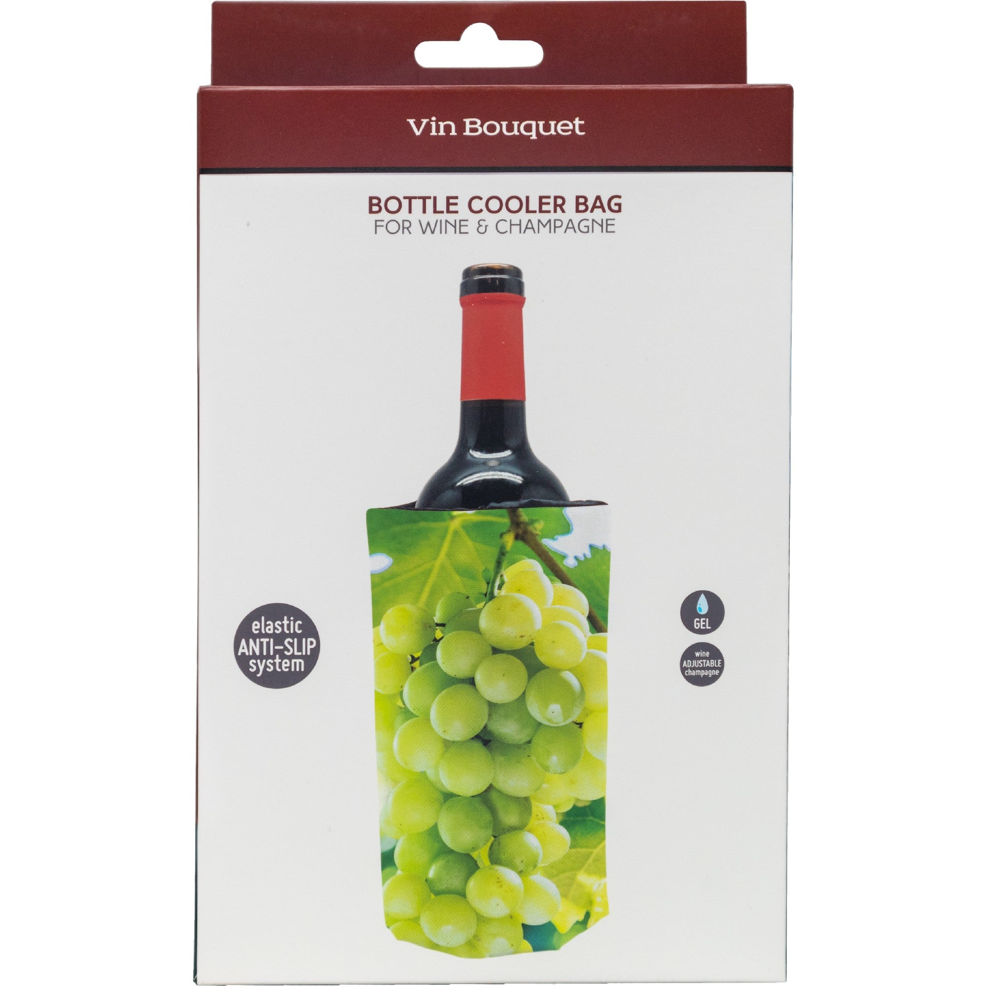 Funda Enfriadora Estampada para Botellas Mapa Mundi,Uvas Negras,Uvas Verdes,Negro