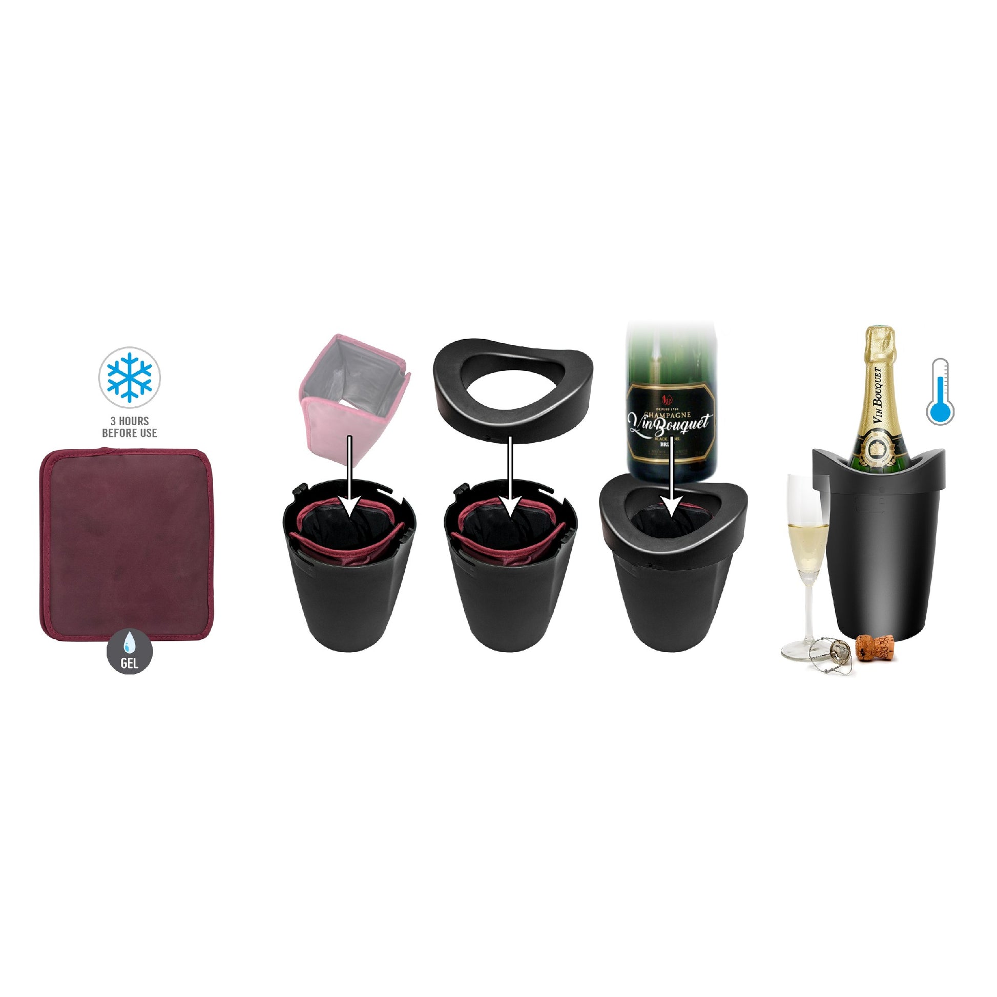 Cubitera Enfriadora de Vino con Funda Blanco,Negro