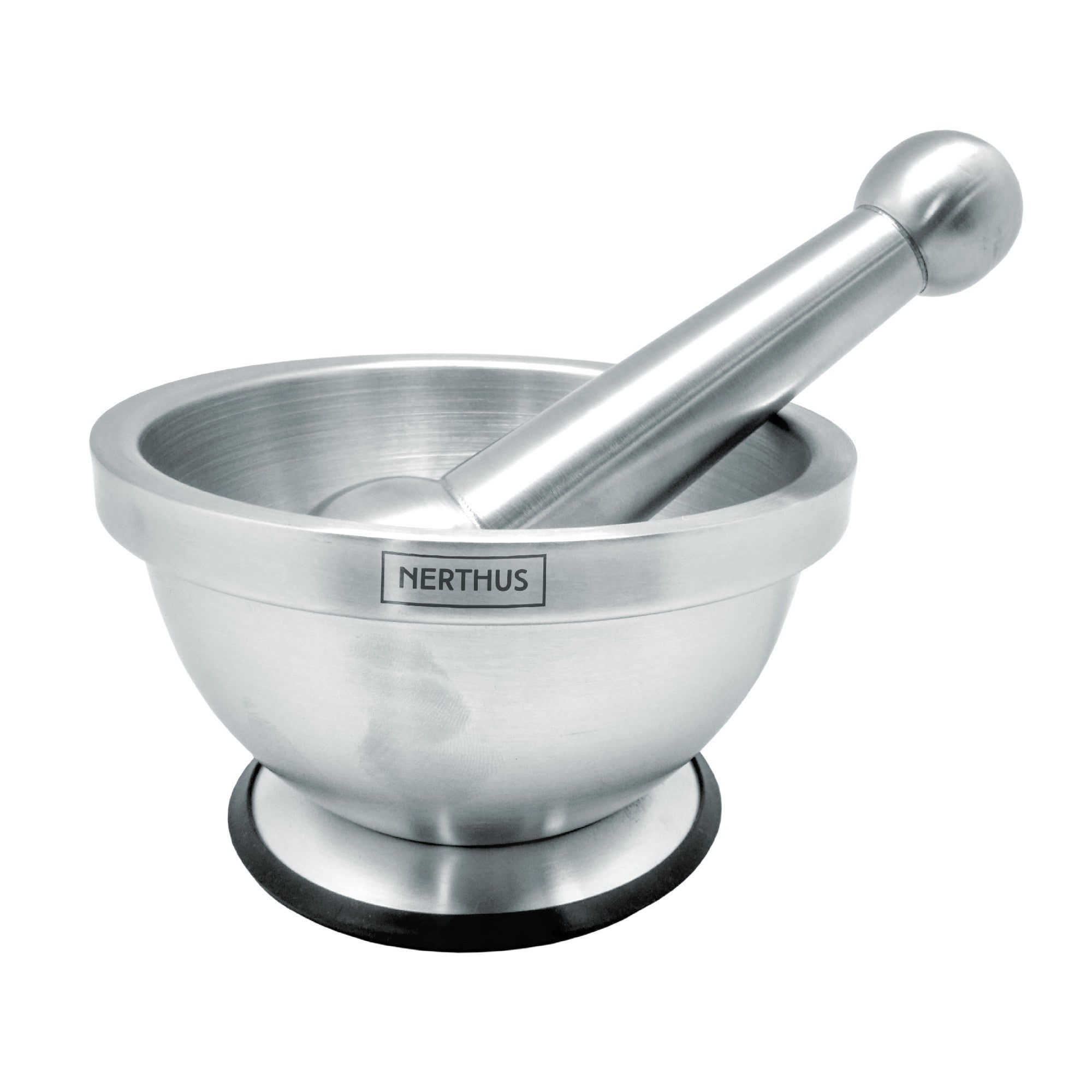 Mortero de acero inoxidable con base antideslizante