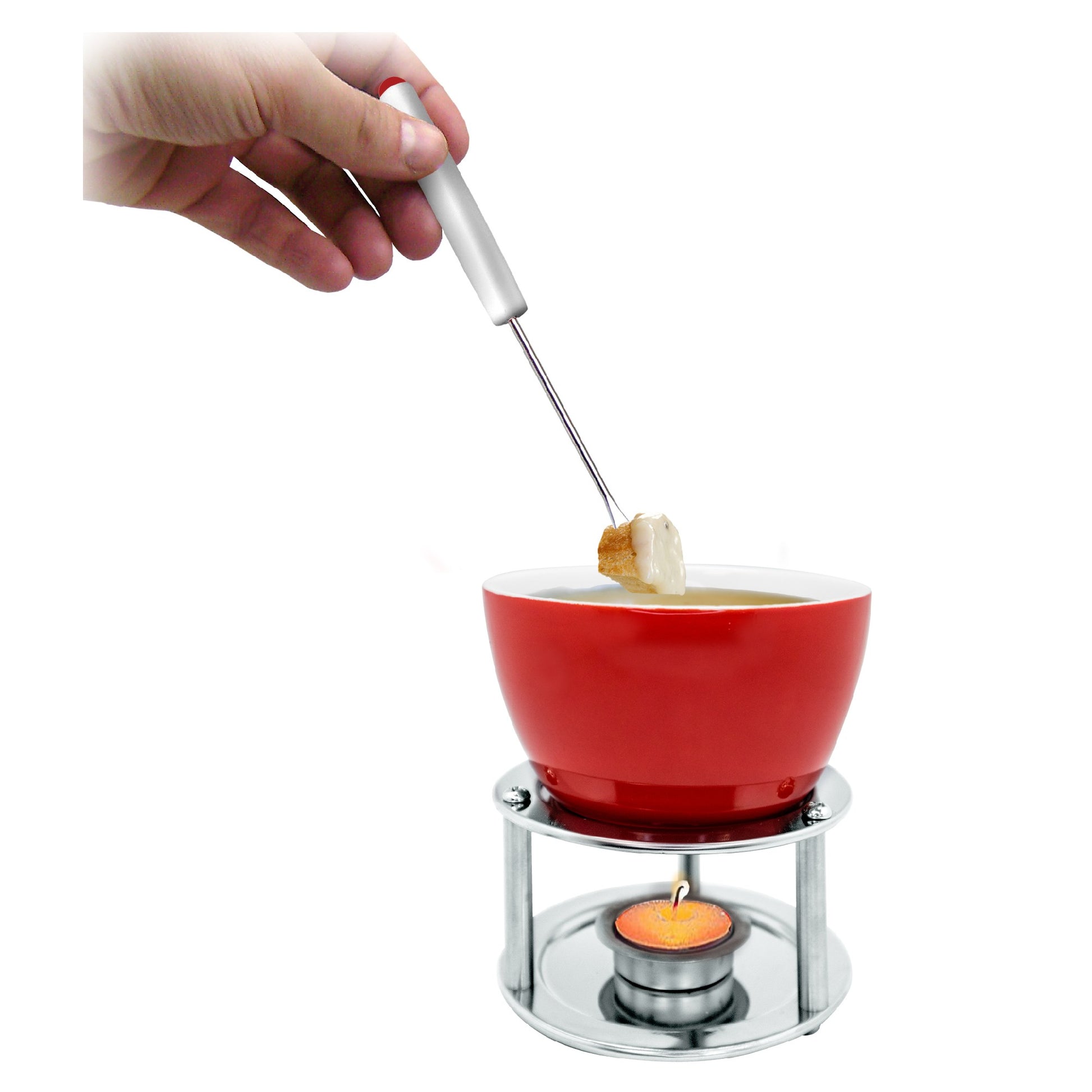 Fondue de cerámica con pinchos y vela