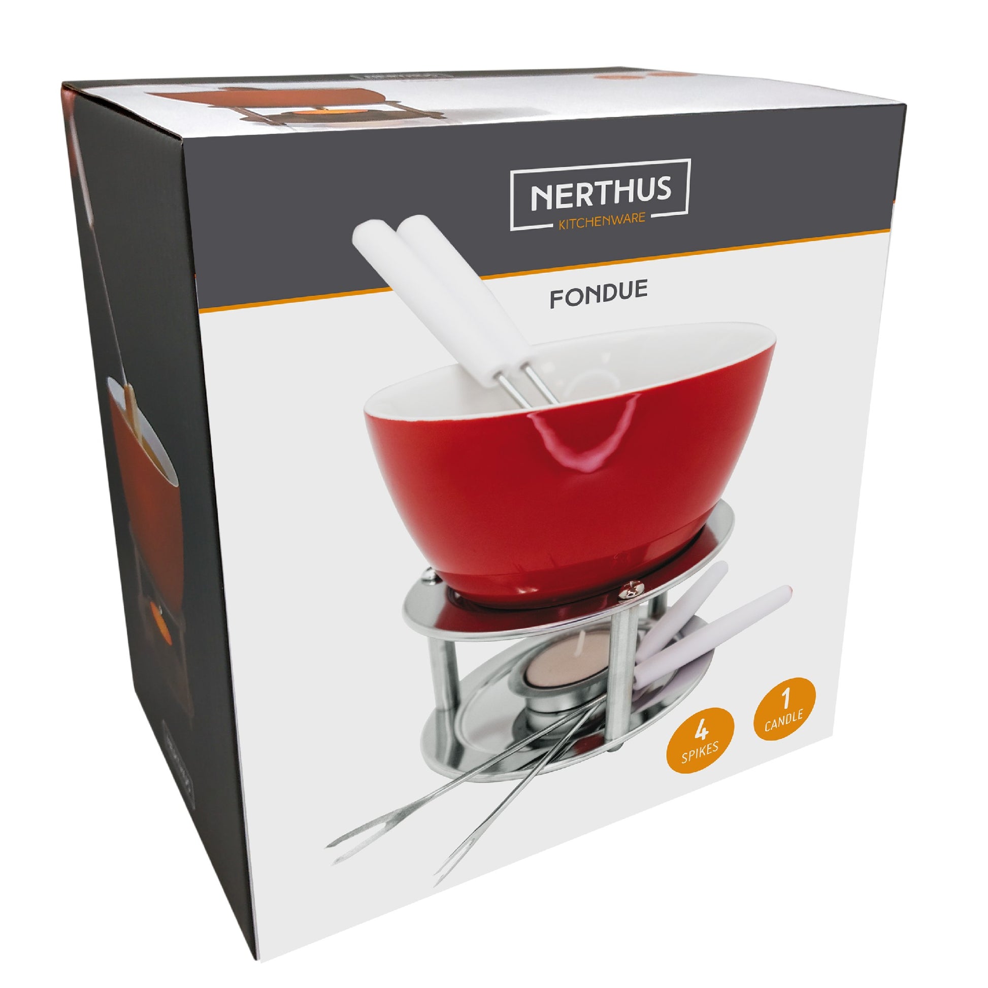 Fondue de cerámica con pinchos y vela