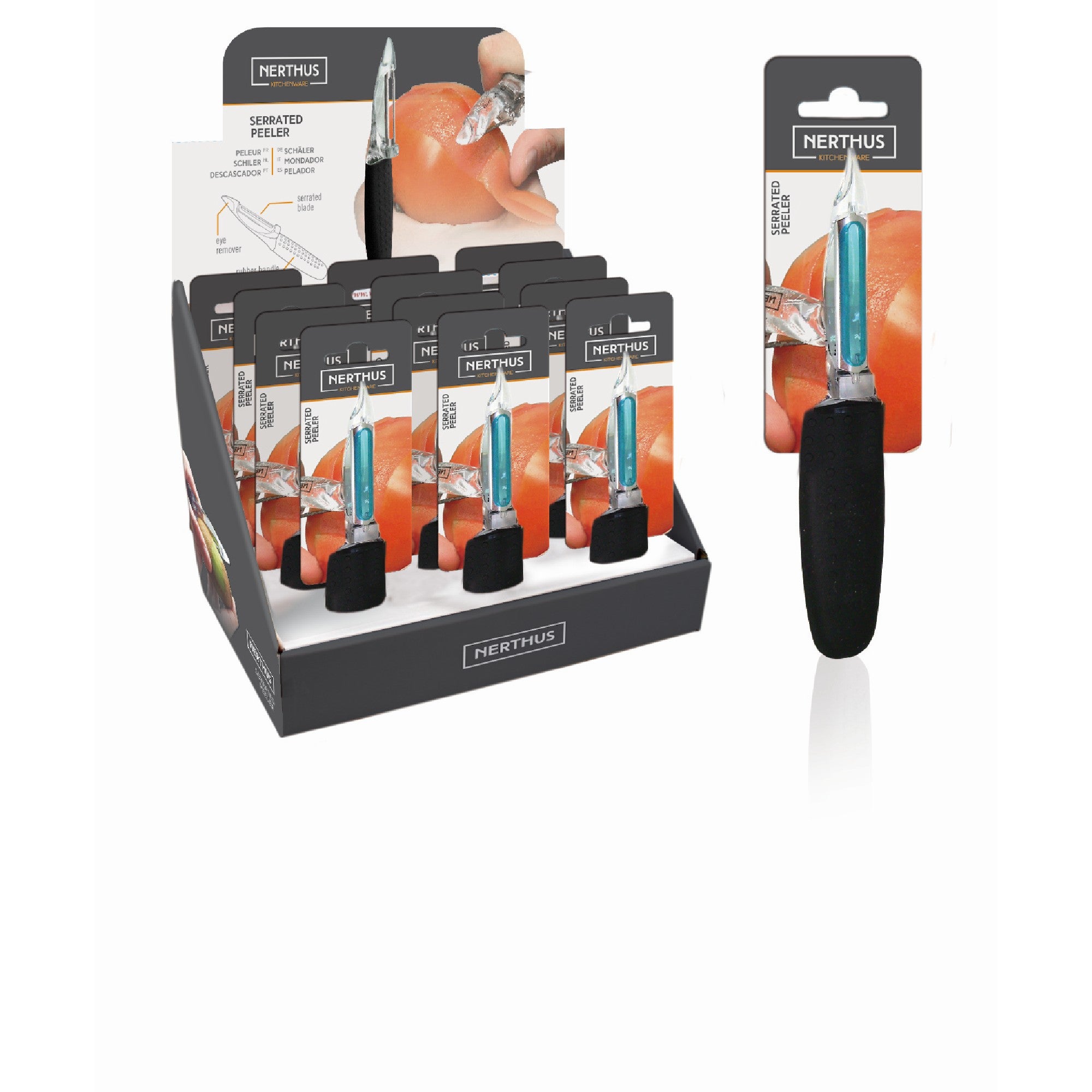 Descascador serrilhado com lâmina de aço inoxidável