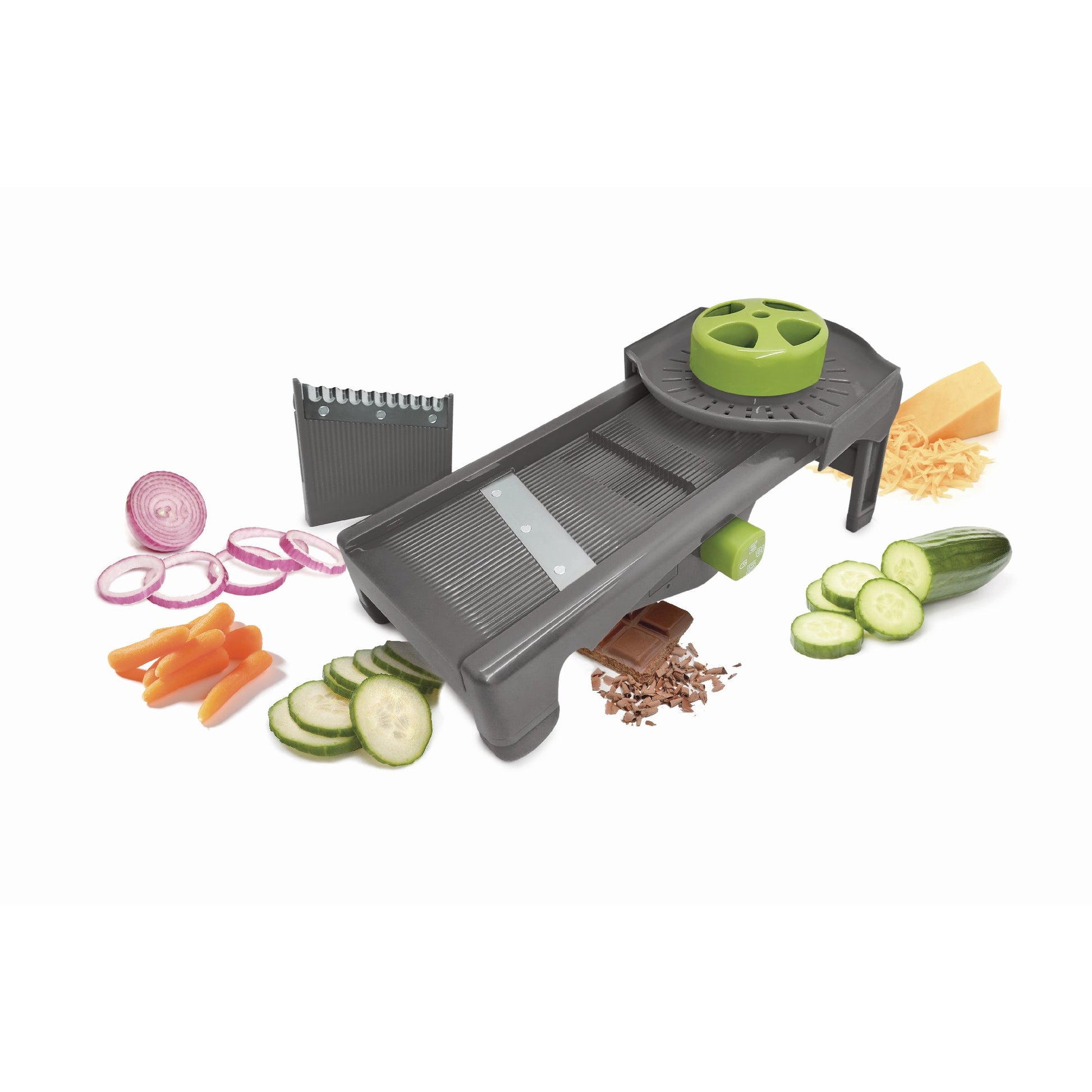 Mandolina de cocina con cuchillas intercambiables y ajuste de grosor