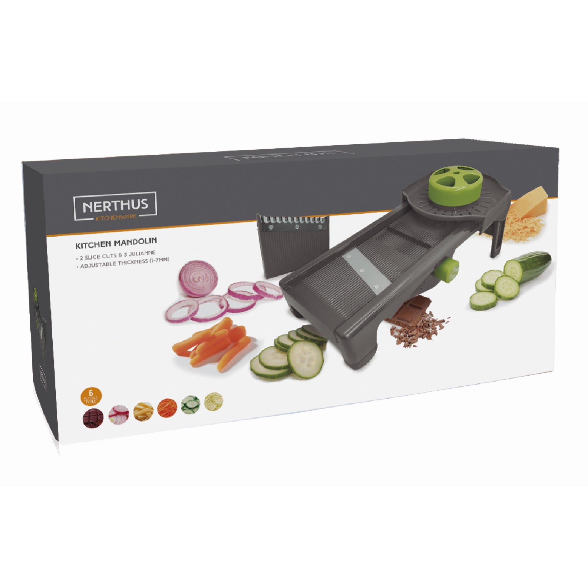 Mandolina de cocina con cuchillas intercambiables y ajuste de grosor