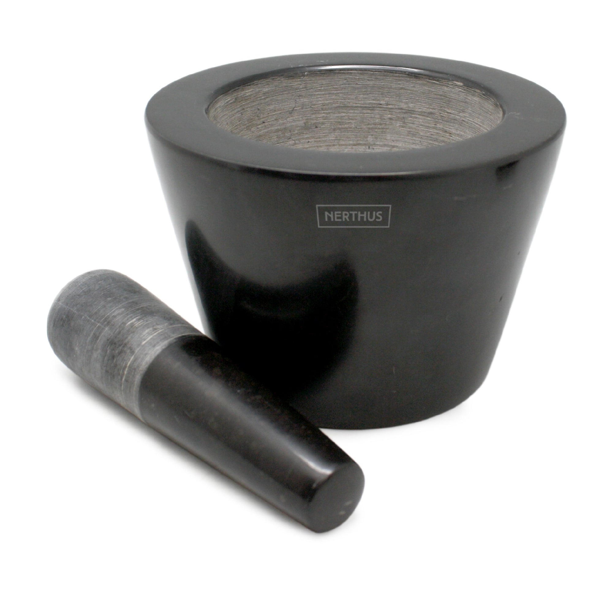 Mortero de mármol negro tradicional y resistente