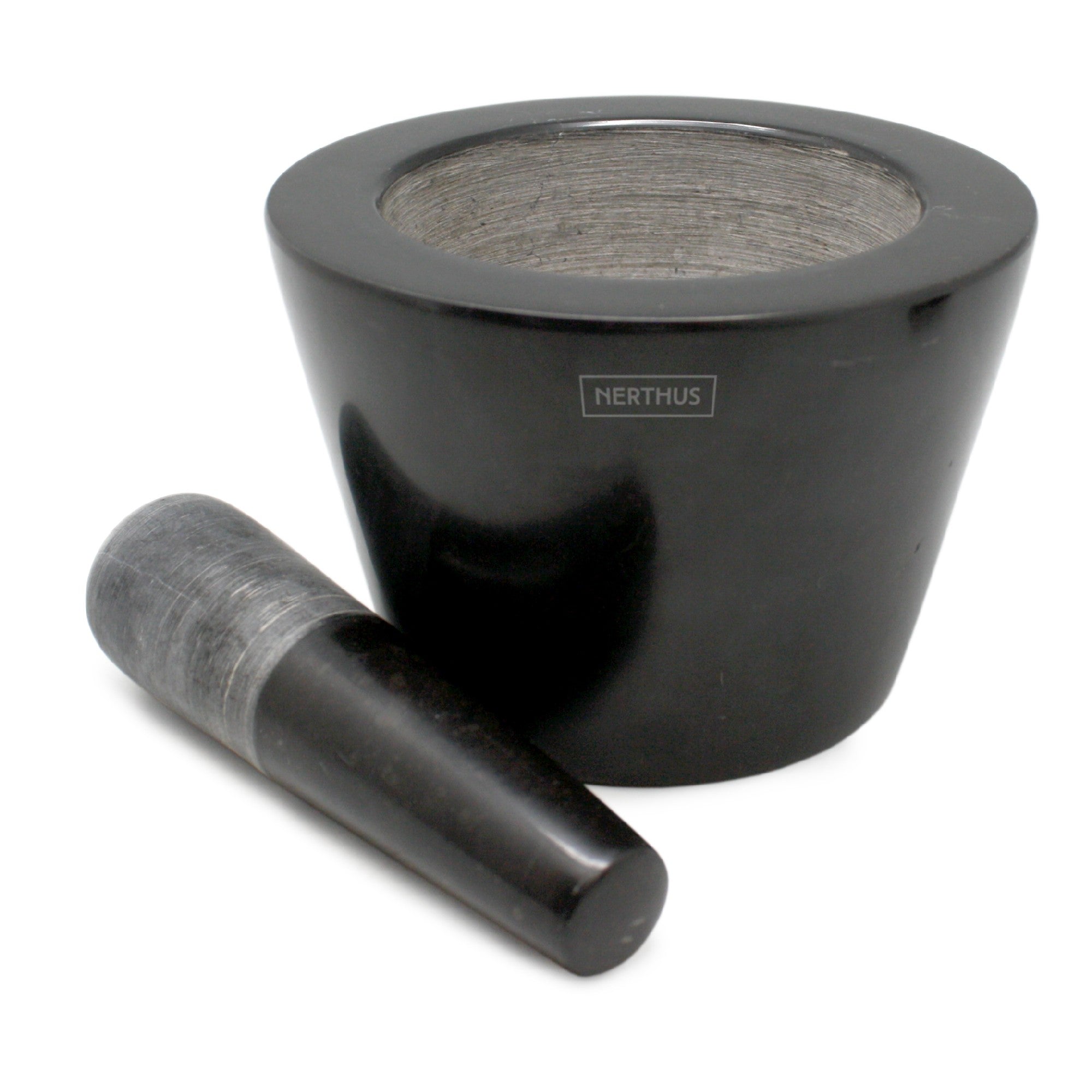 Mortero de mármol negro tradicional y resistente