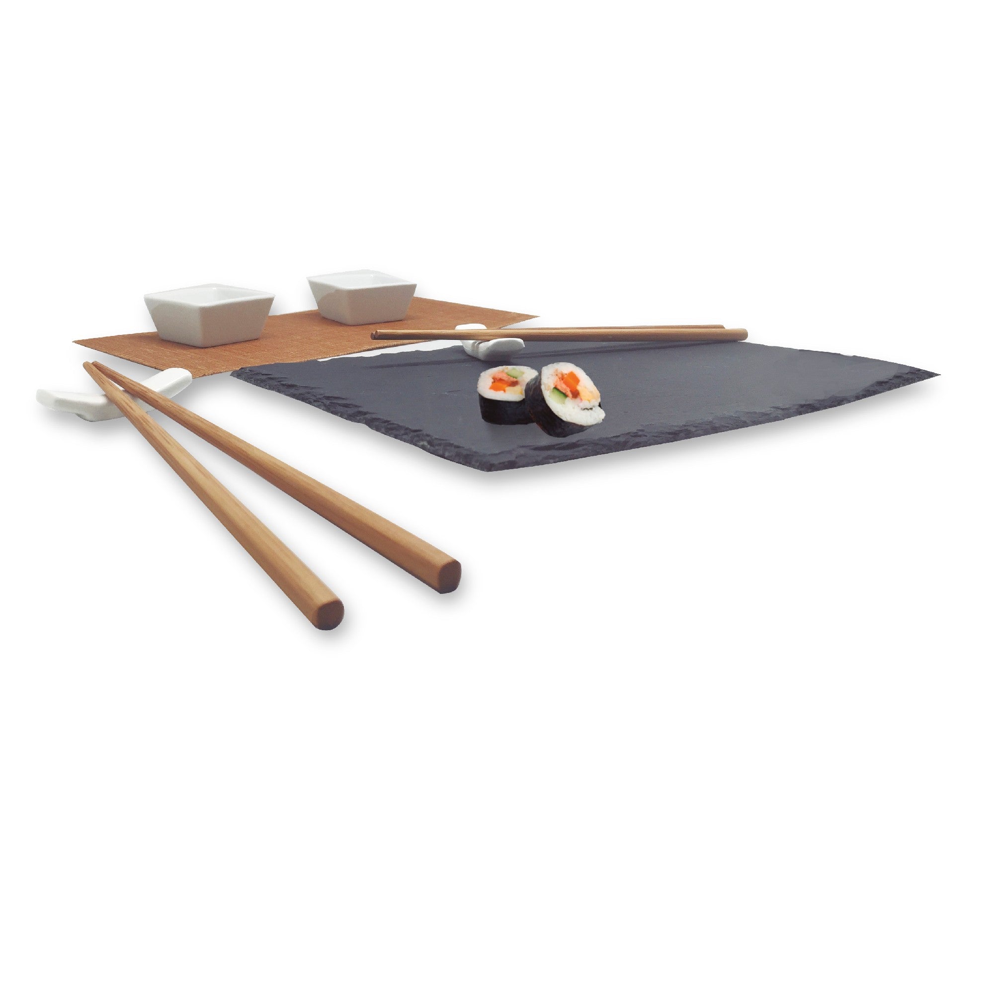 Set de sushi con bandeja de pizarra y accesorios