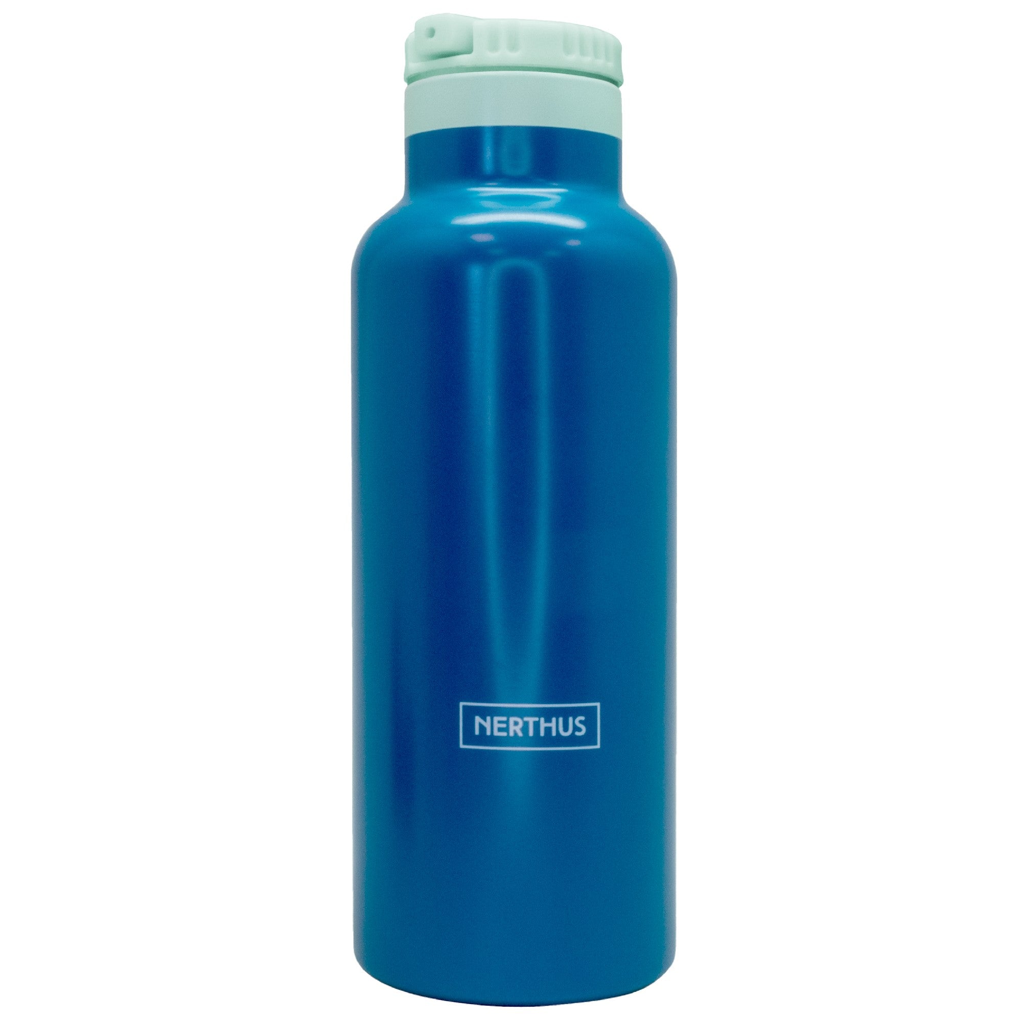 Botella Sport con Tapón Pajita Azul Metal