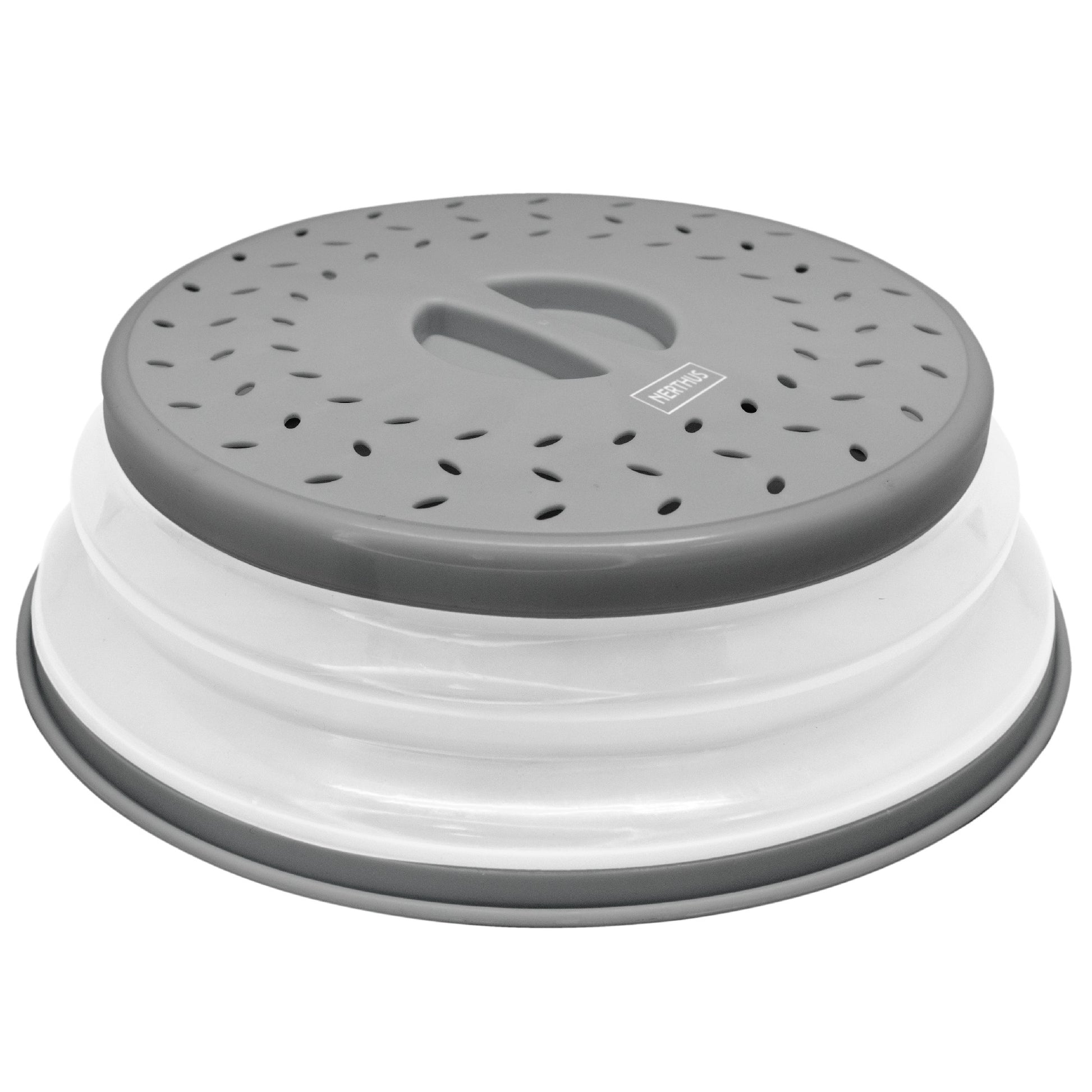 Tapa plegable para microondas con cesta de drenaje