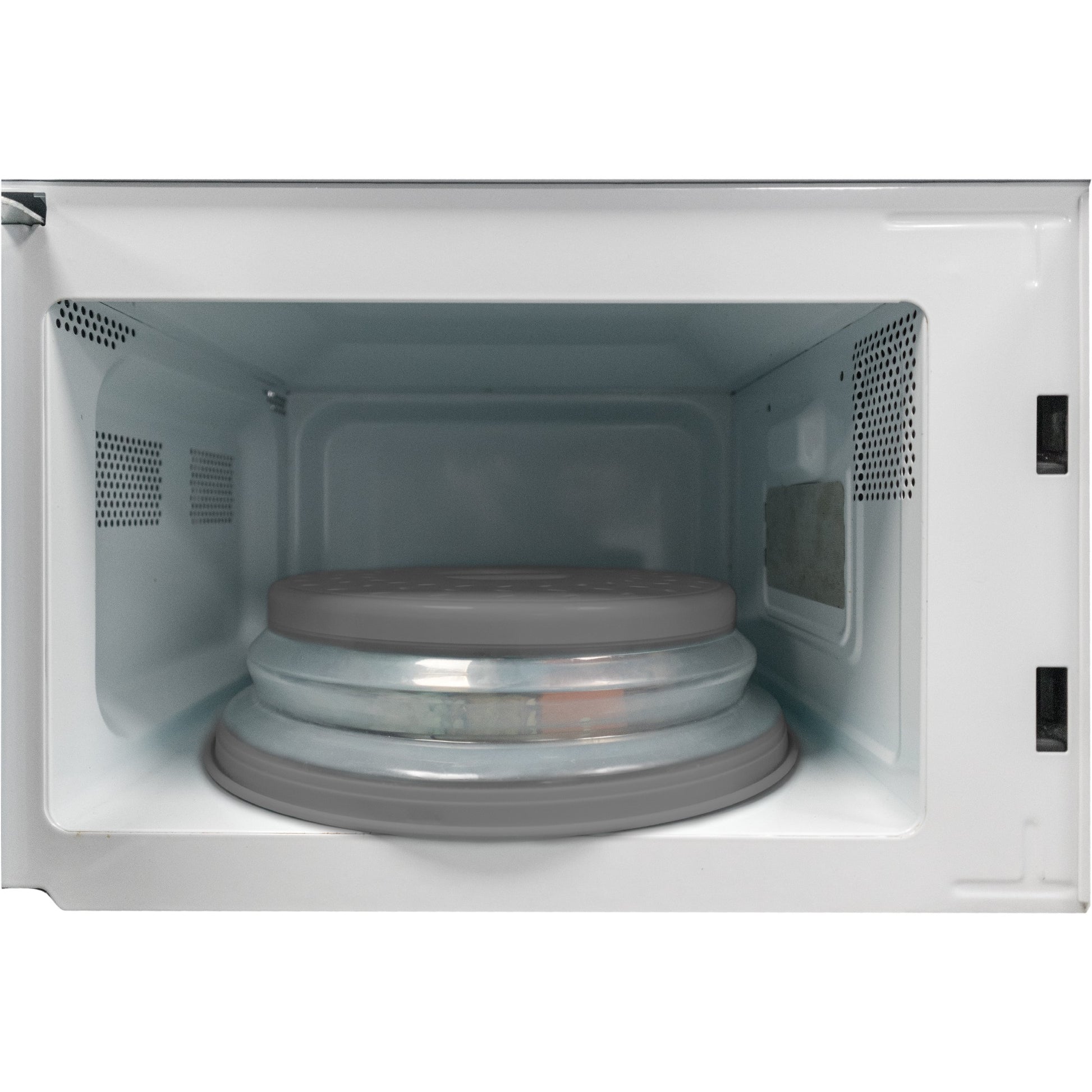 Tapa plegable para microondas con cesta de drenaje