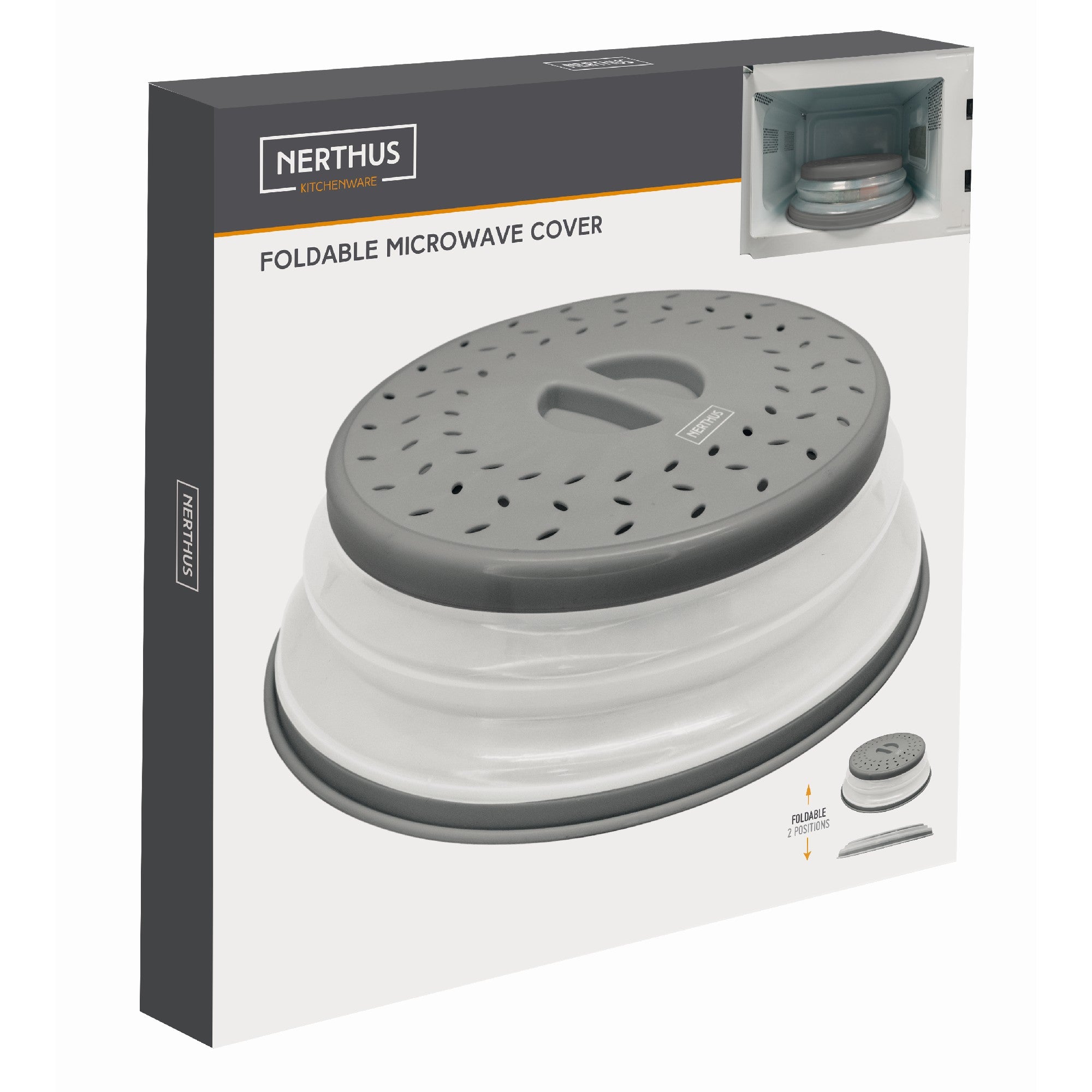 Tapa plegable para microondas con cesta de drenaje