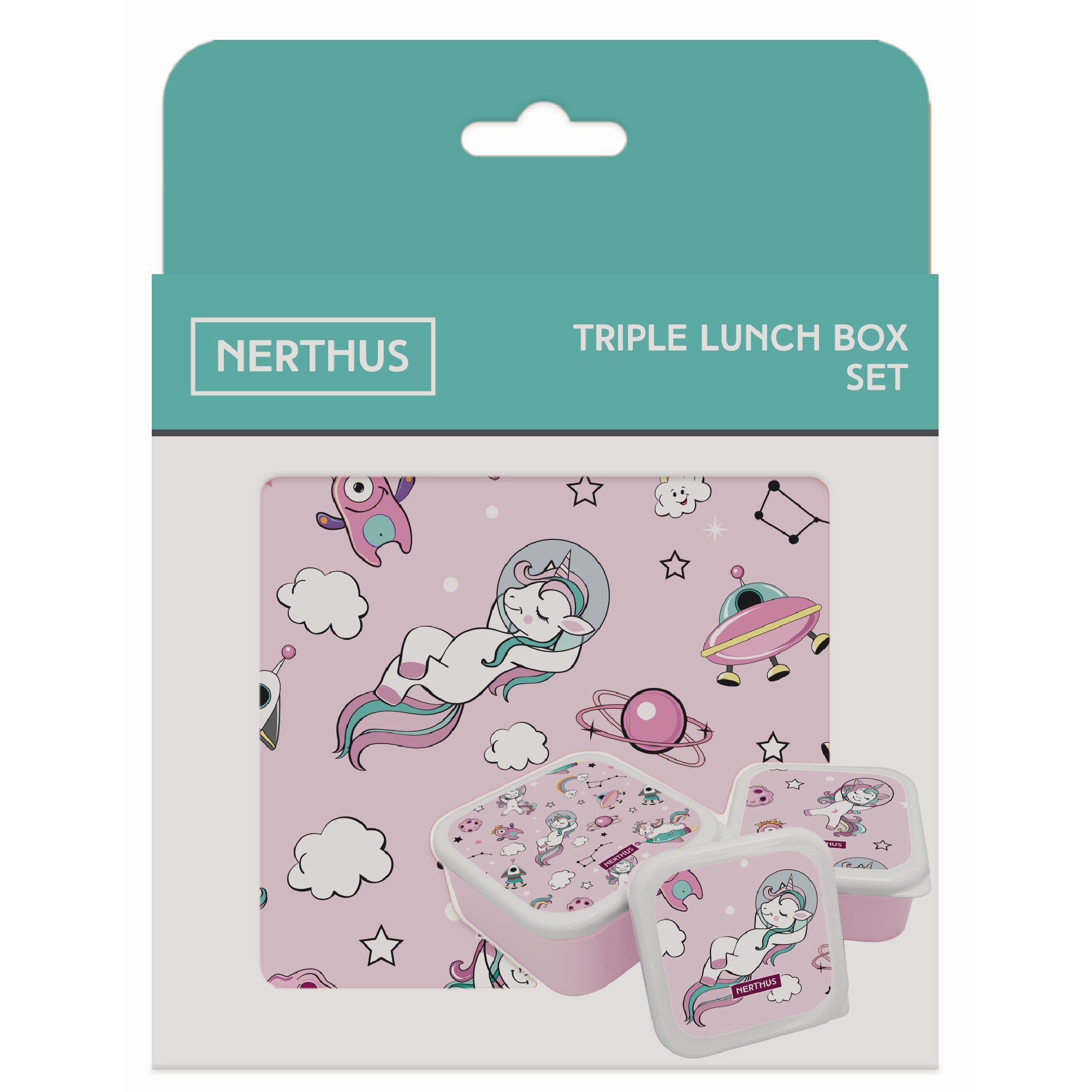 Set Fiambreras Infantiles Apilables Leones,Unicornios,Dinosaurios,Espacio,Fútbol,Coches