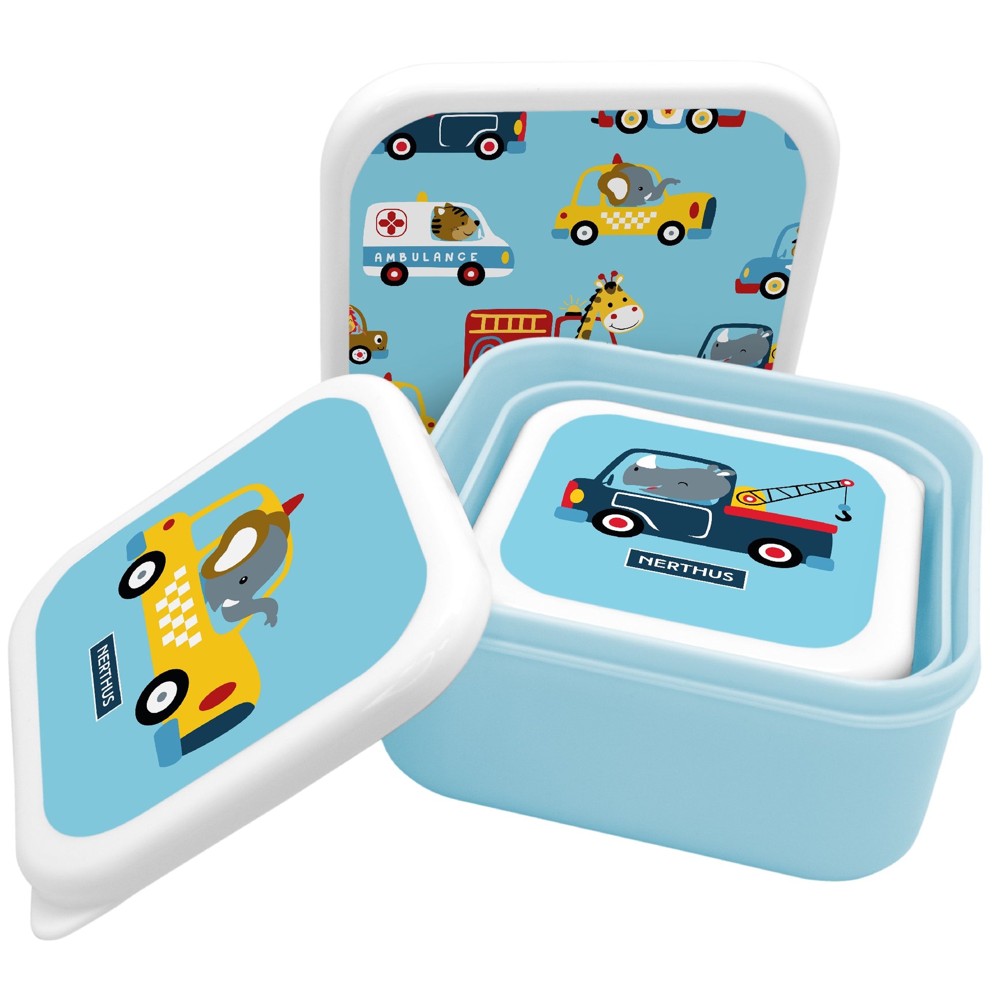 Set Fiambreras Infantiles Apilables Coches
