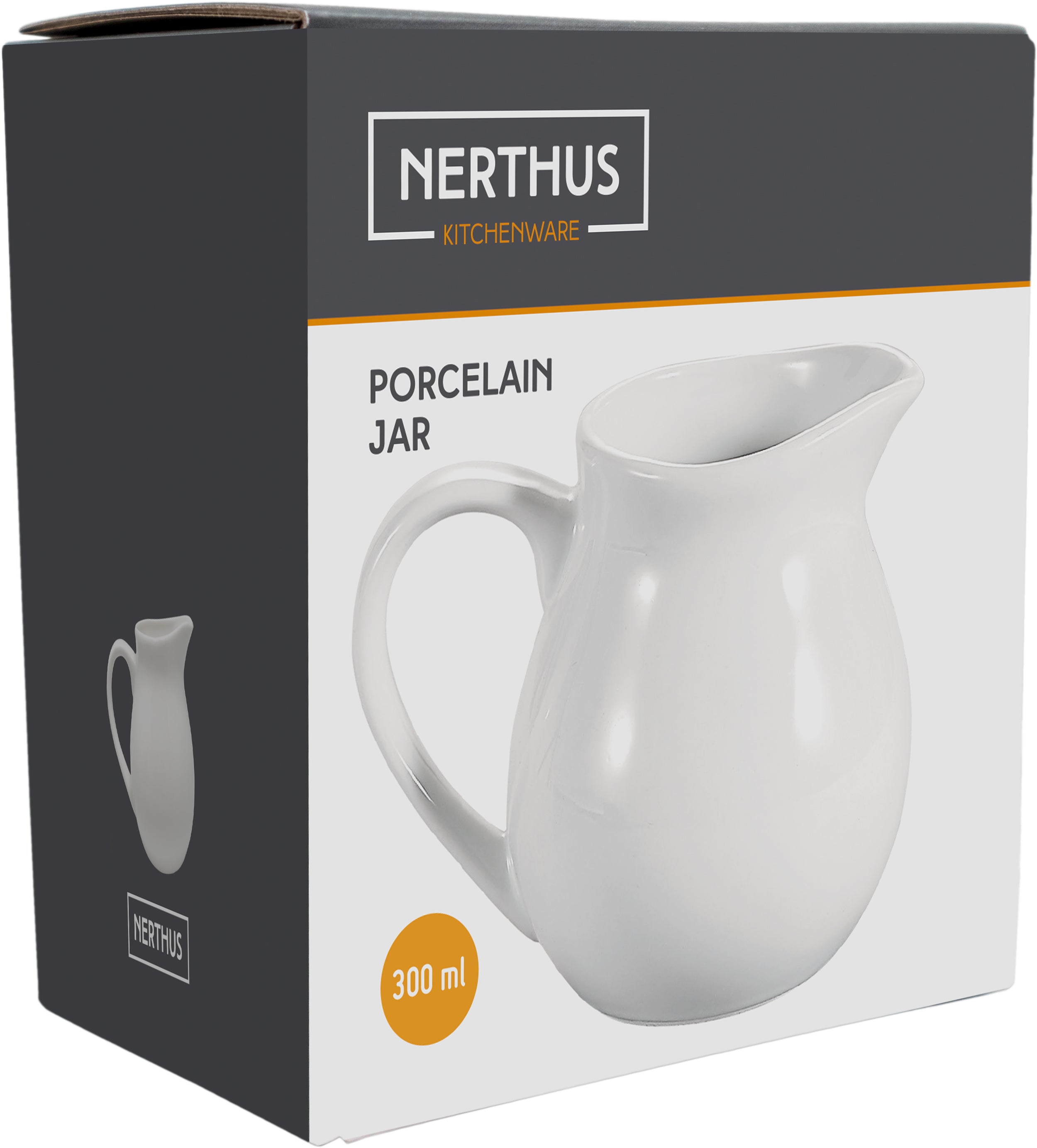 Jarra de leche de porcelana blanca