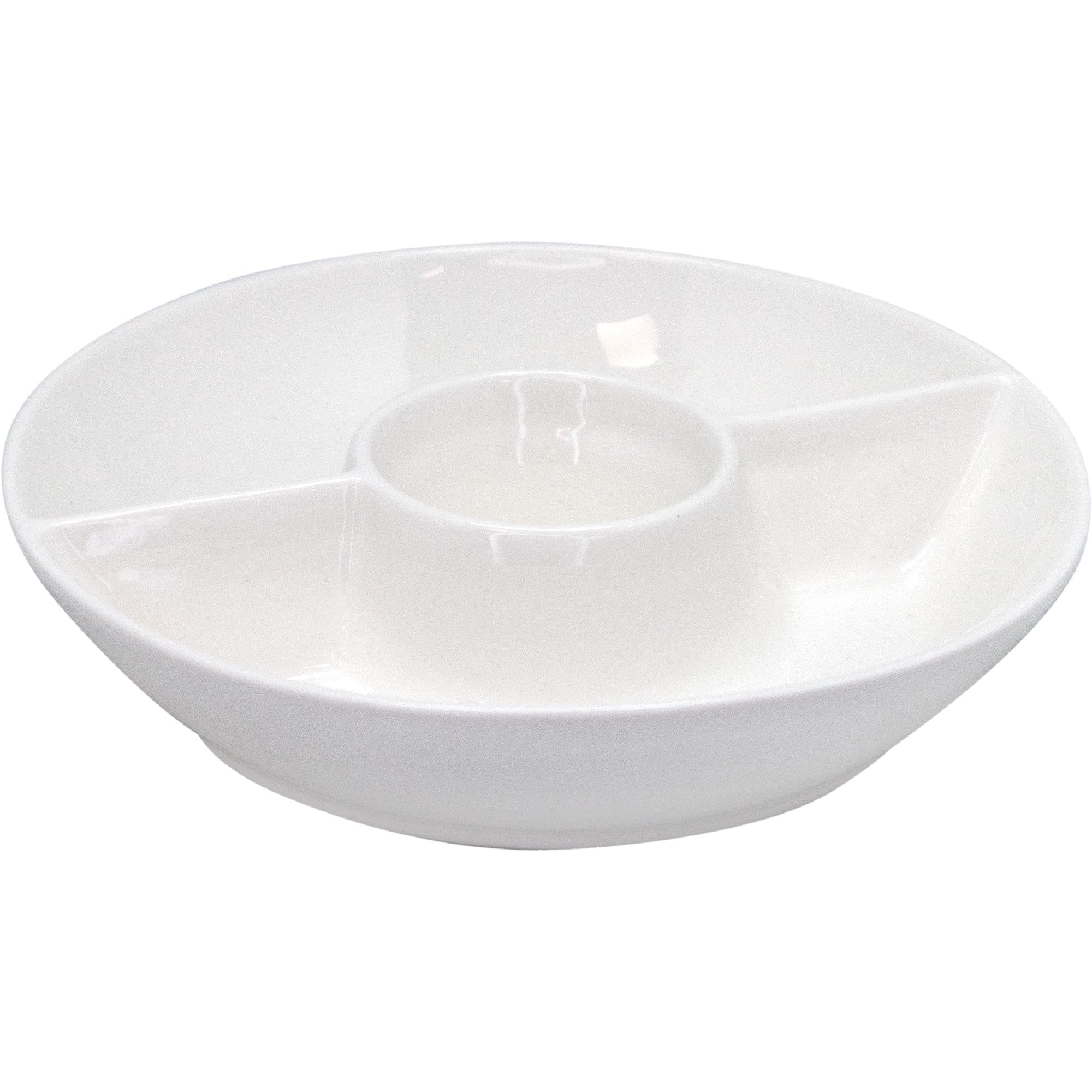 Plato Redondo Triple de Porcelana para Snacks – Tipo Bowl
