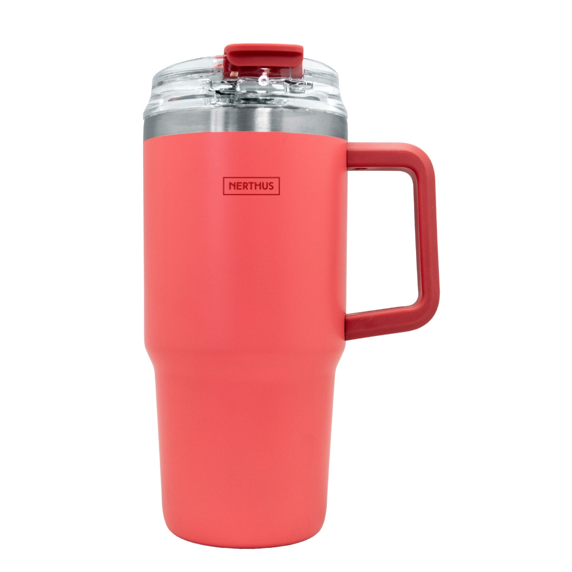 Taza térmica con tapa hermética y pajita Coral / 600 ml