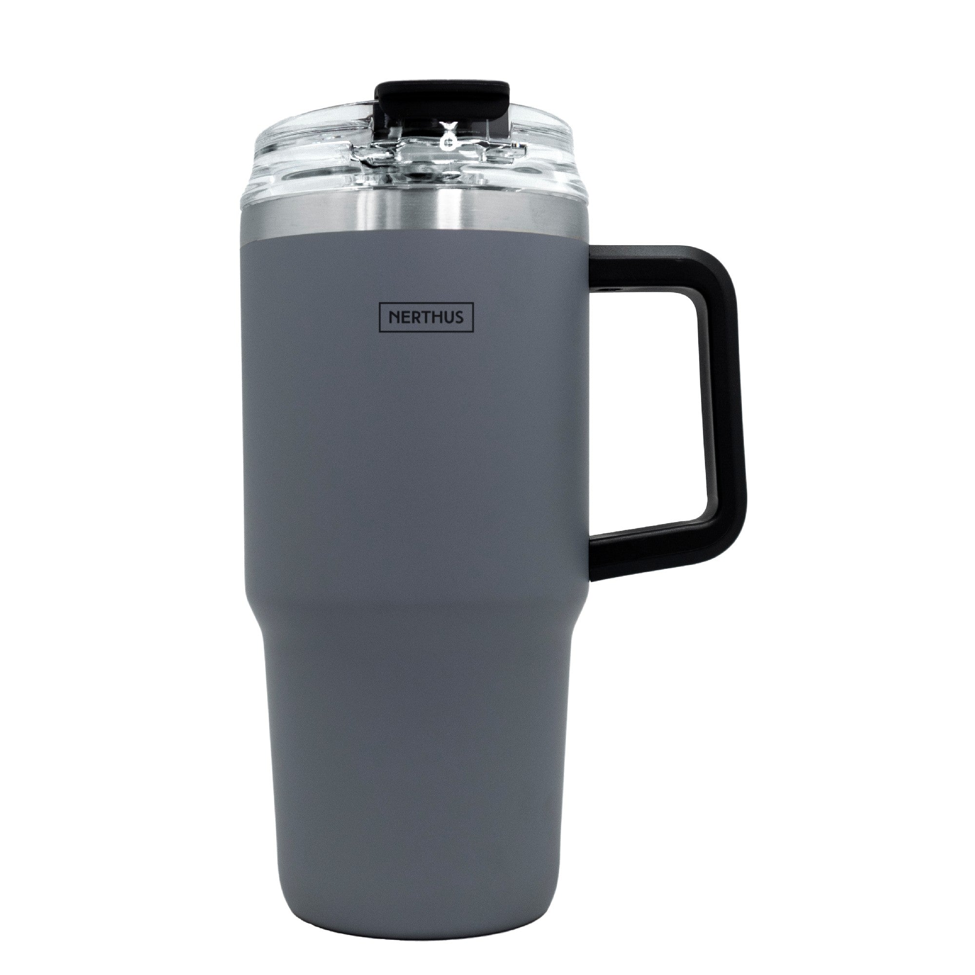 Taza térmica con tapa hermética y pajita Gris / 600 ml