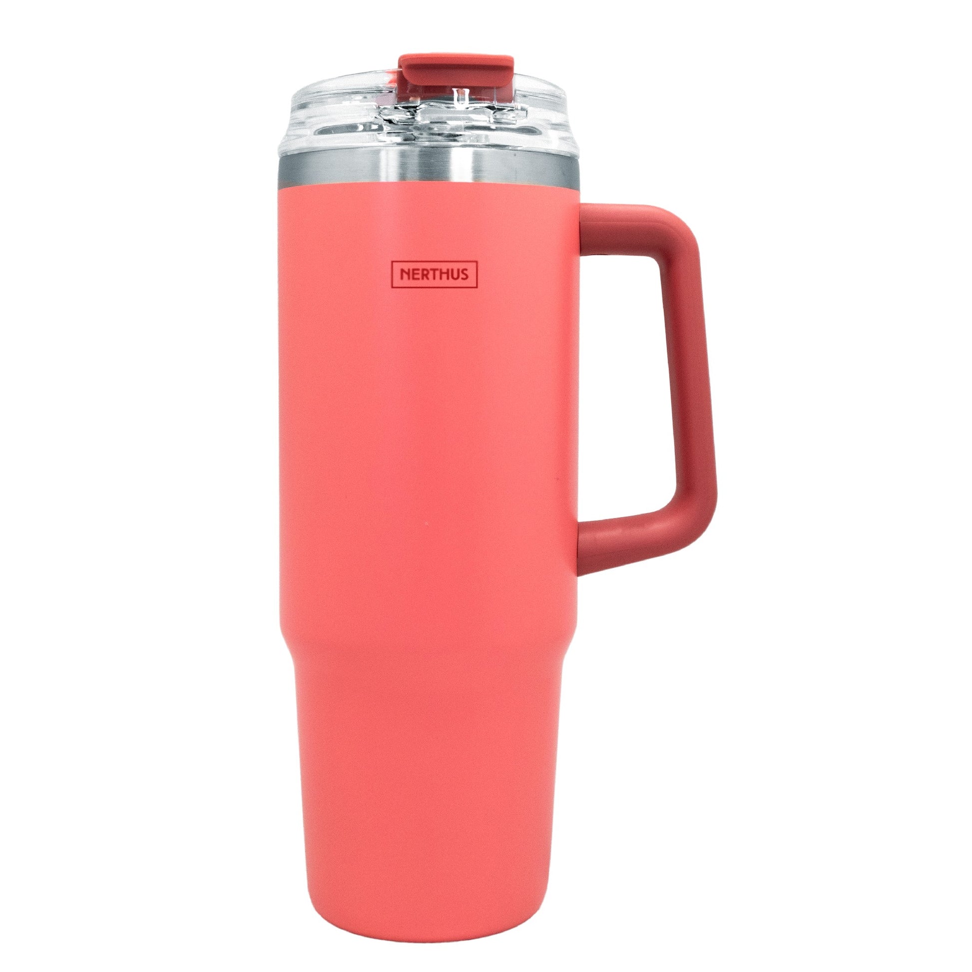 Taza térmica con tapa hermética y pajita Coral / 900 ml