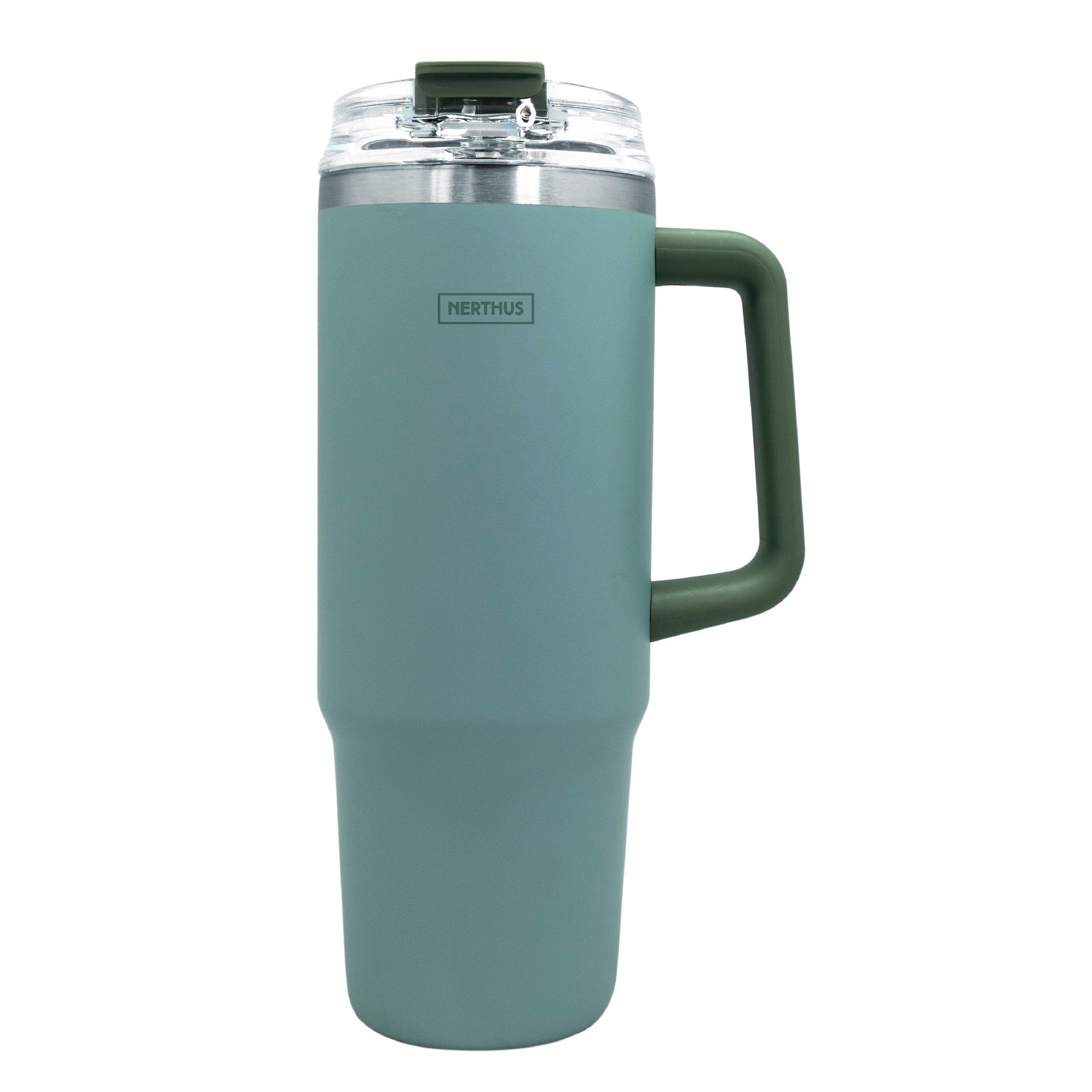 Taza térmica con tapa hermética y pajita Verde Militar / 900 ml