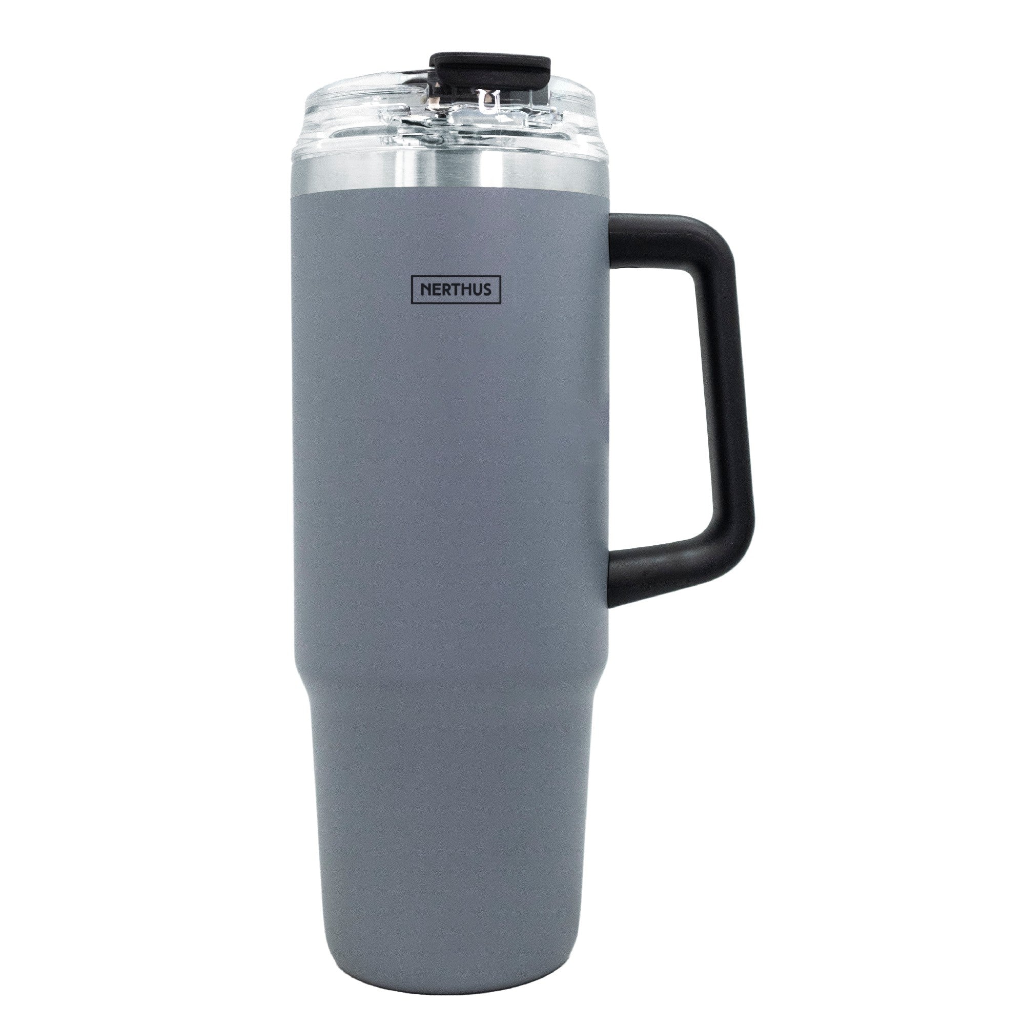 Taza térmica con tapa hermética y pajita Gris / 900 ml