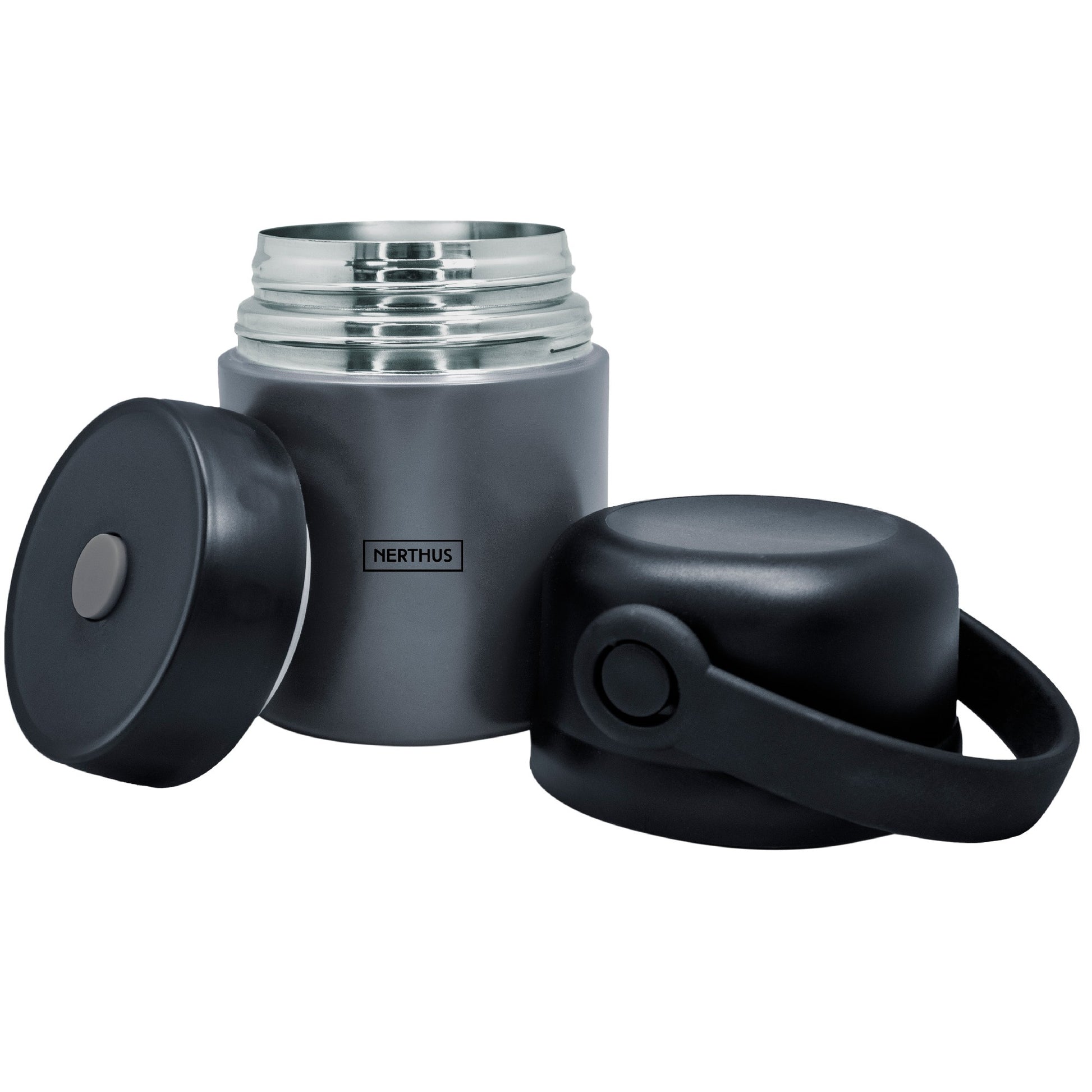 Termo para alimentos 650 ml con tapa vaso y asa Gris,Azul,Rosa