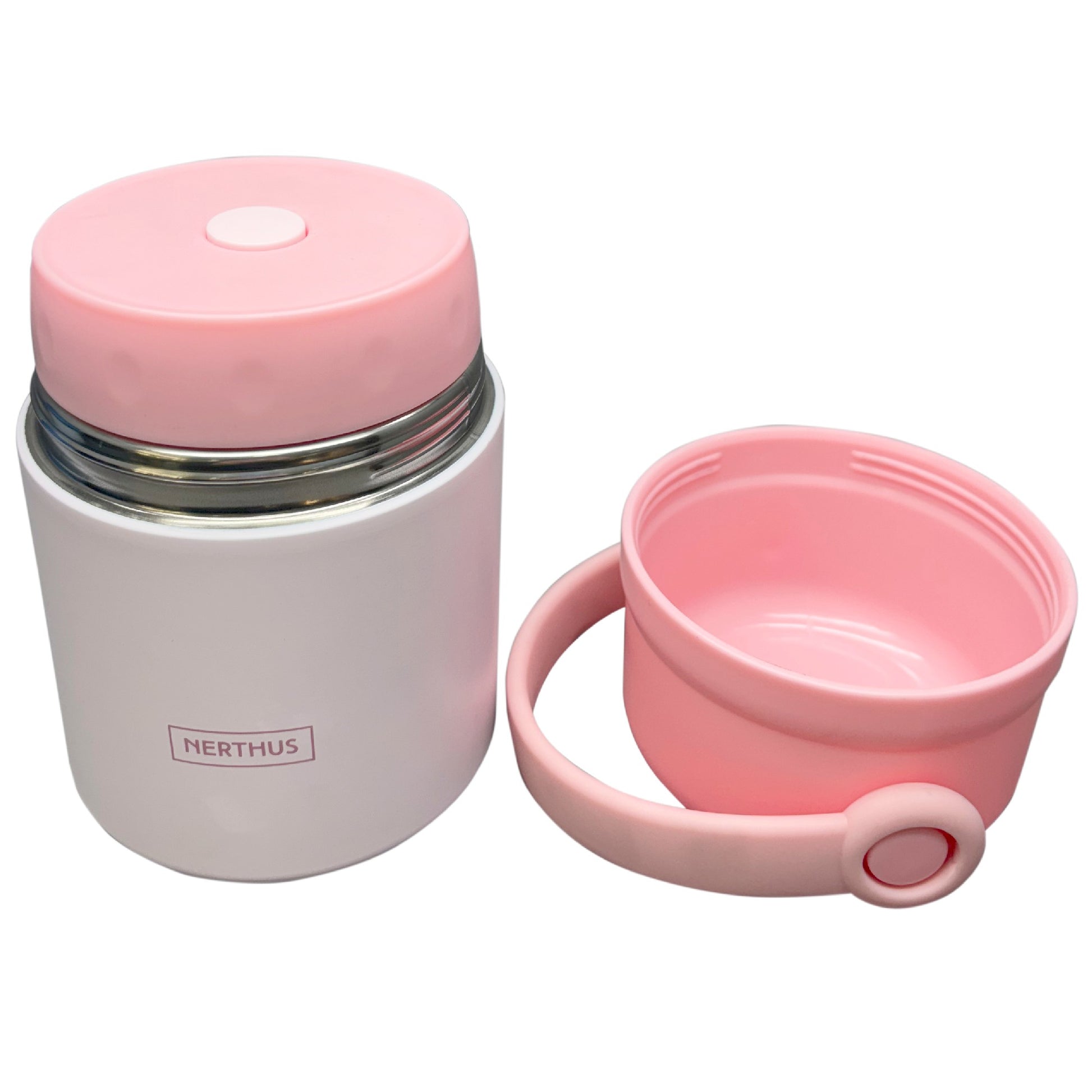 Termo para alimentos 650 ml con tapa vaso y asa Gris,Azul,Rosa