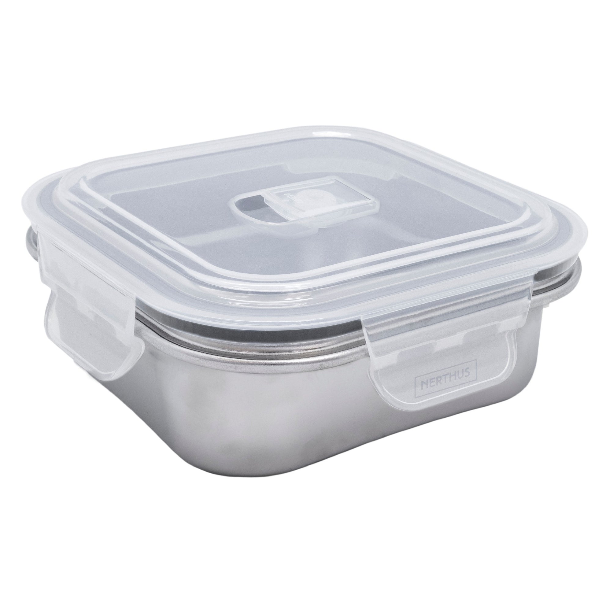 Recipiente Hermético de Acero Inoxidable Apto para Microondas - Cuadrado 550 ml,1300 ml