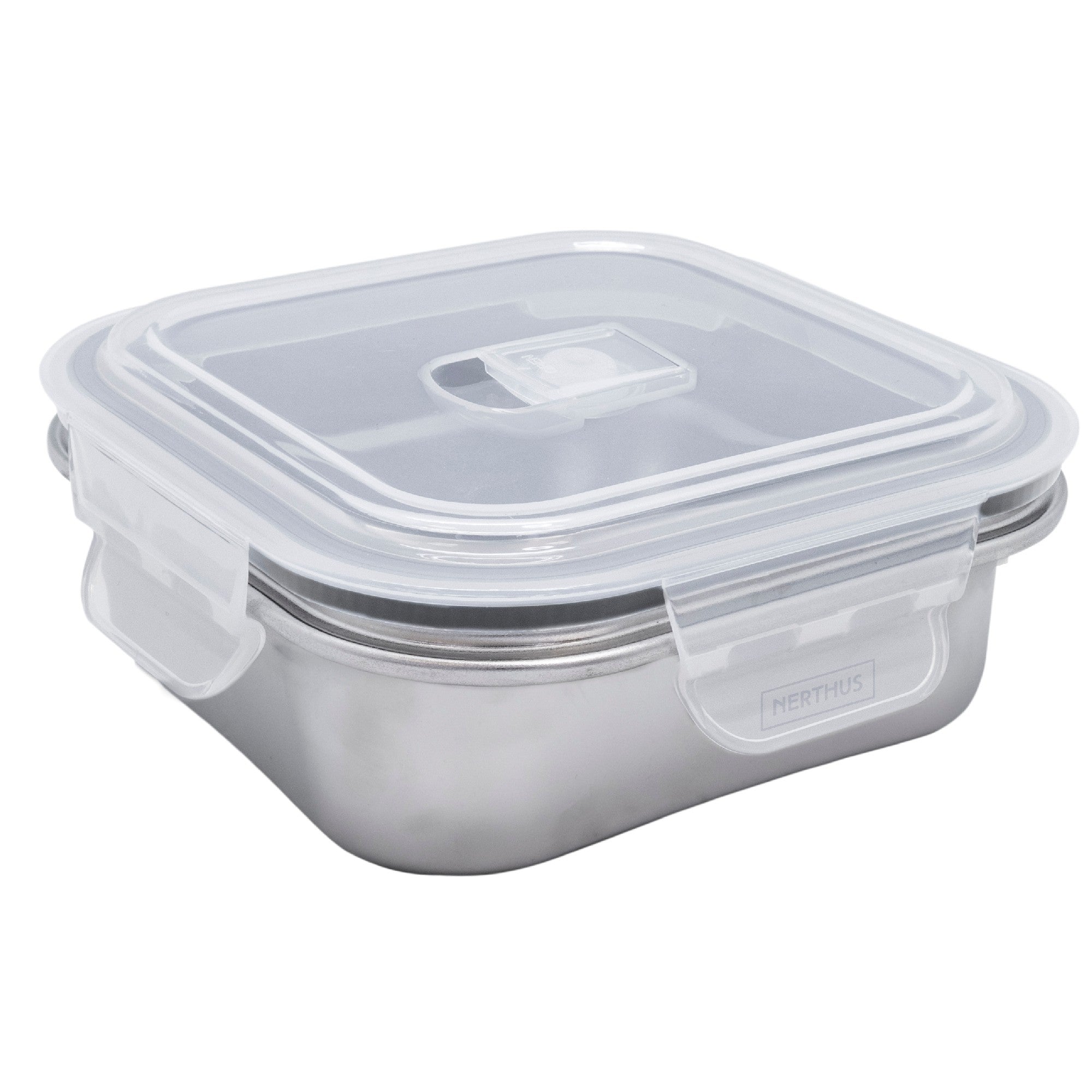 Recipiente Hermético de Acero Inoxidable Apto para Microondas - Cuadrado 550 ml,1300 ml