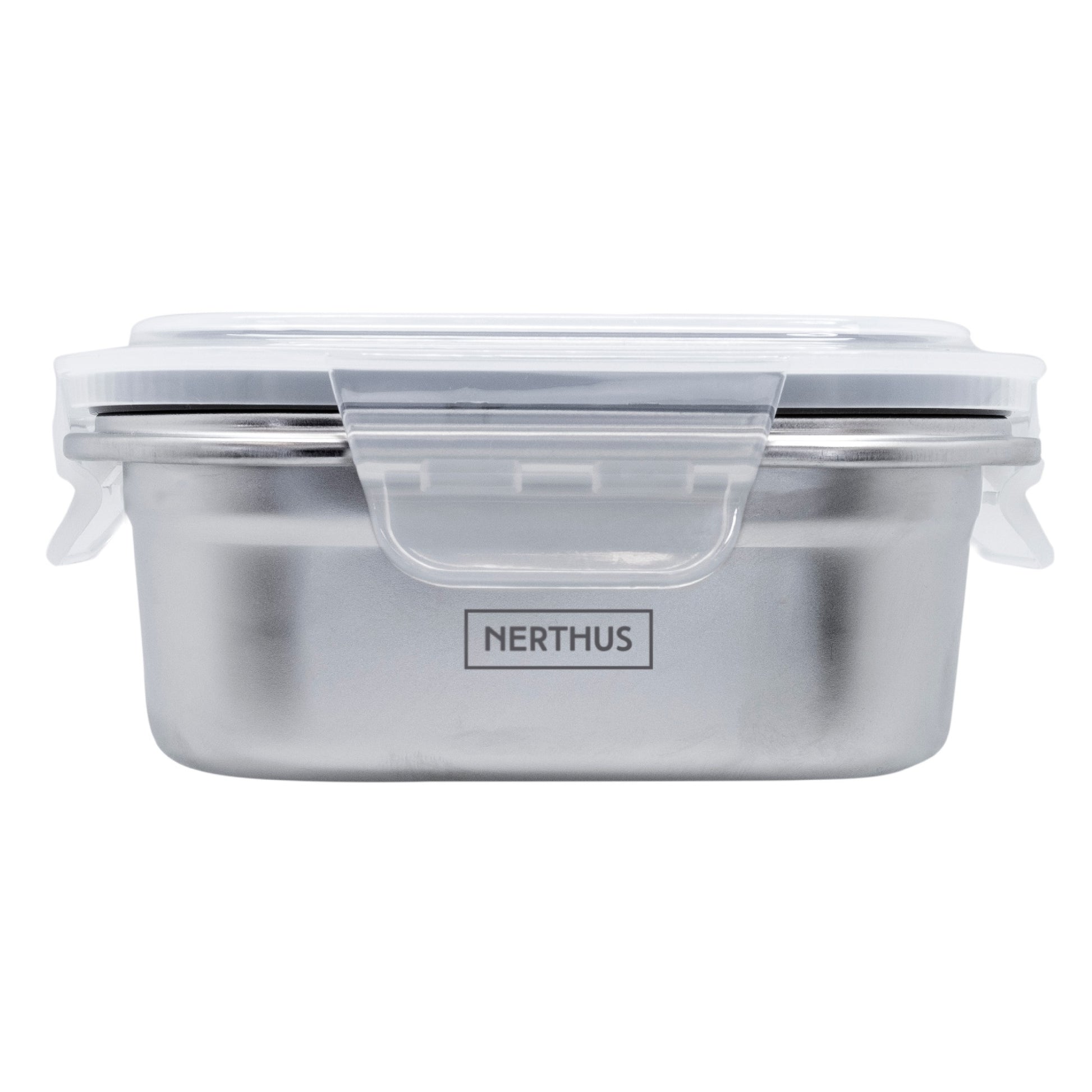 Recipiente Hermético de Acero Inoxidable Apto para Microondas - Cuadrado 550 ml