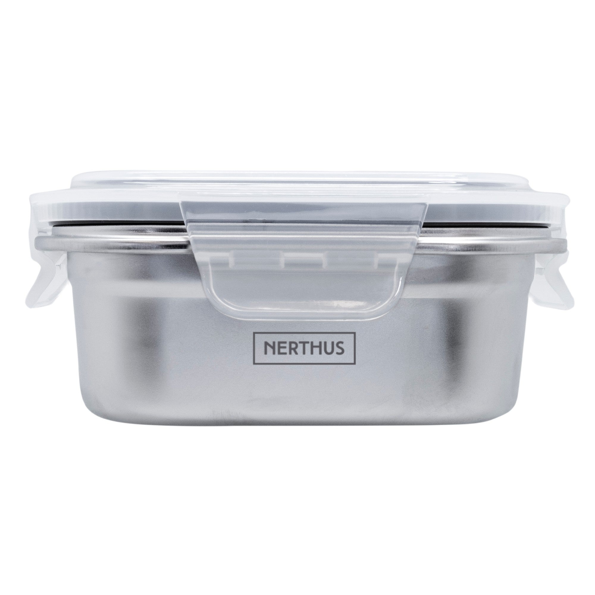 Recipiente Hermético de Acero Inoxidable Apto para Microondas - Cuadrado 550 ml